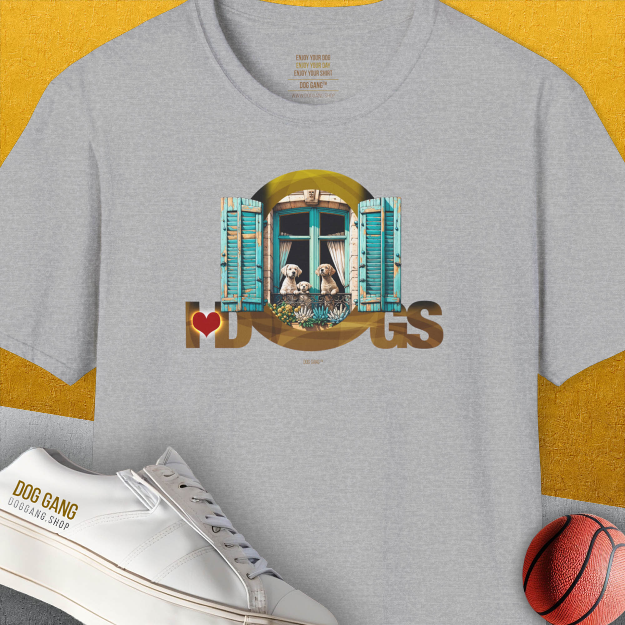 I Love Dogs - Series I, Volume 9, Unisex T-Shirt-Sport Grey, a cool and stylish design with a funny saying from Dog Gang