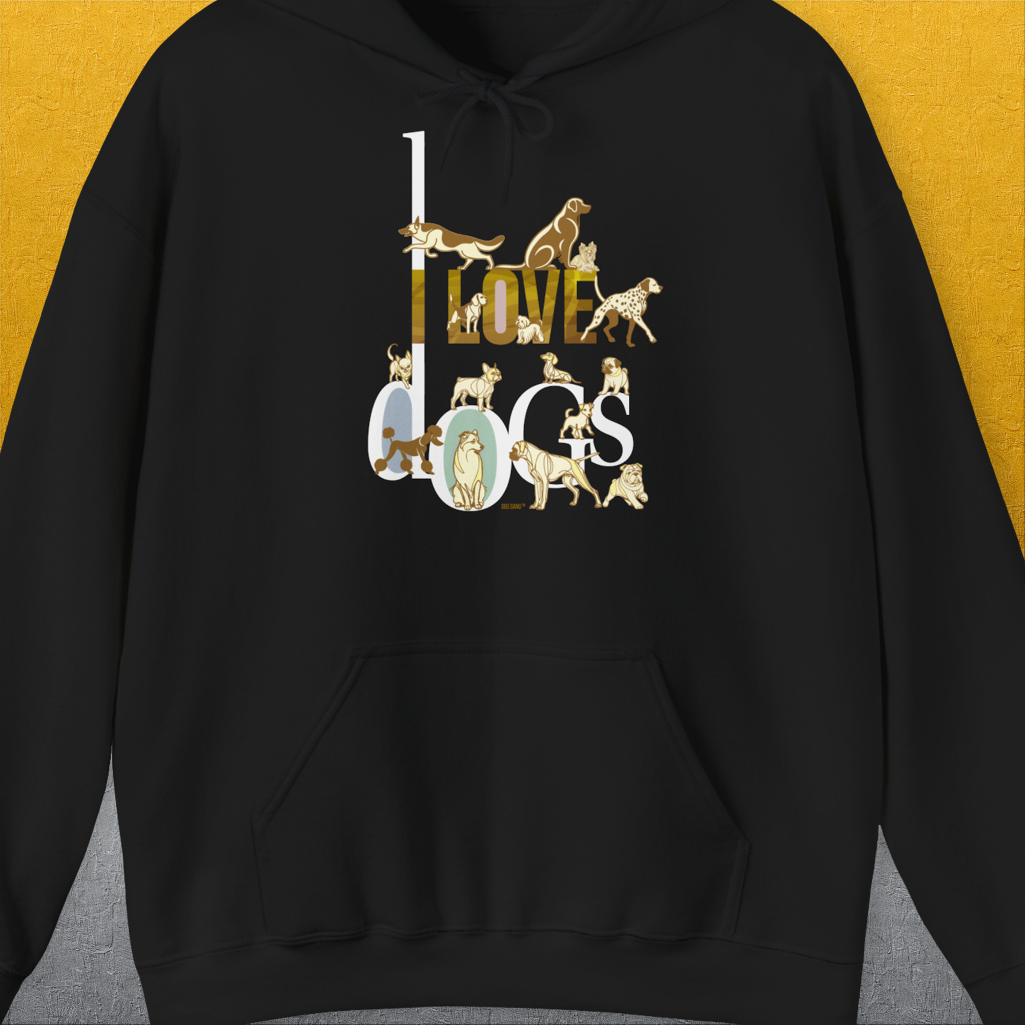 I Love Dogs - Series I, Volume 1, Unisex Hoodie-Black, a cool and stylish design with a funny saying from Dog Gang