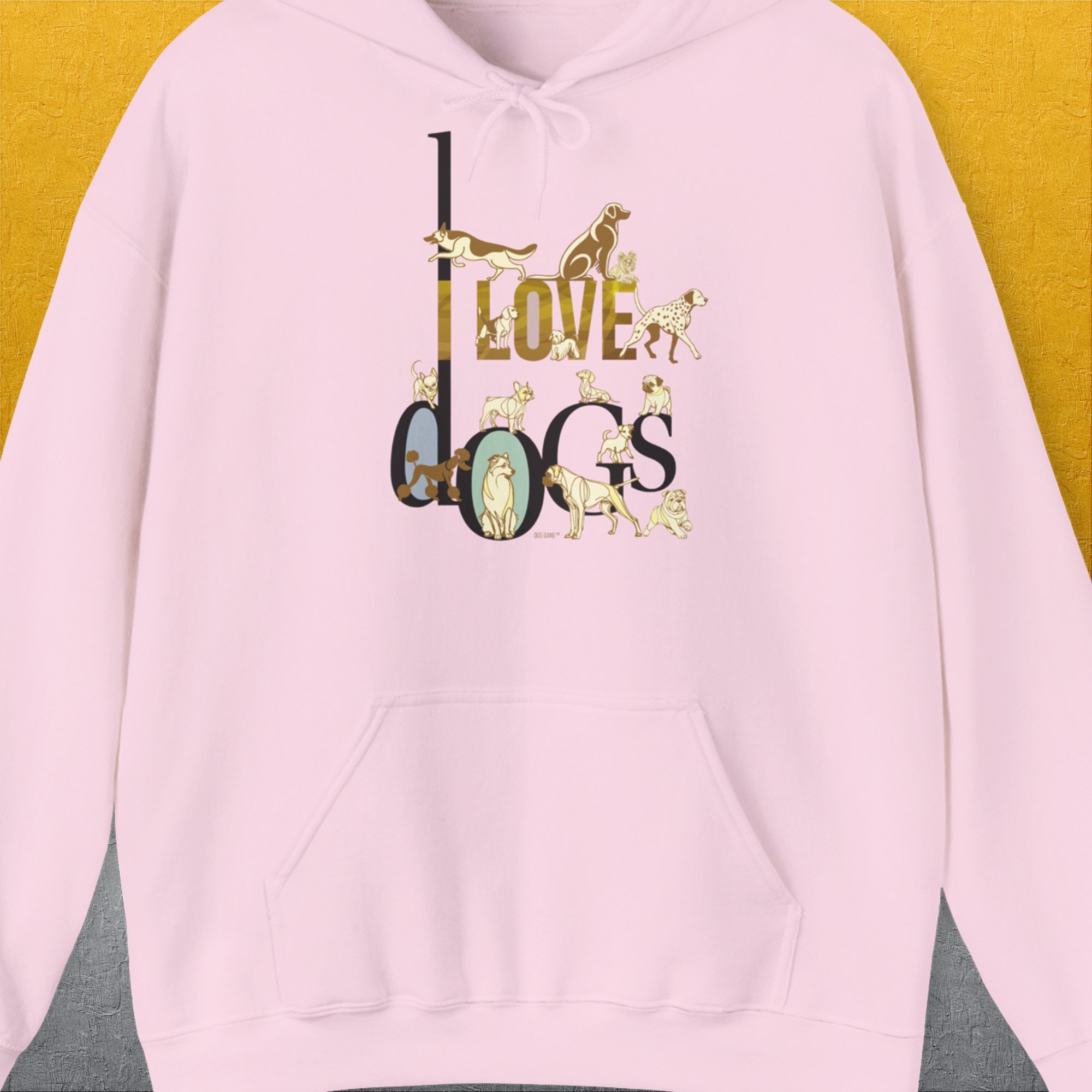I Love Dogs - Series I, Volume 1, Unisex Hoodie-Light Pink, a fun and stylish design for dog lovers from Dog Gang