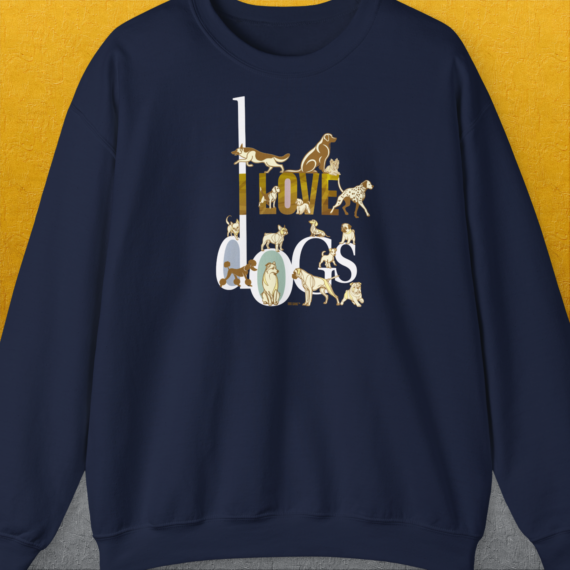 I Love Dogs - Series I, Volume 1, Unisex Sweatshirt-Navy, Design by Dog Gang