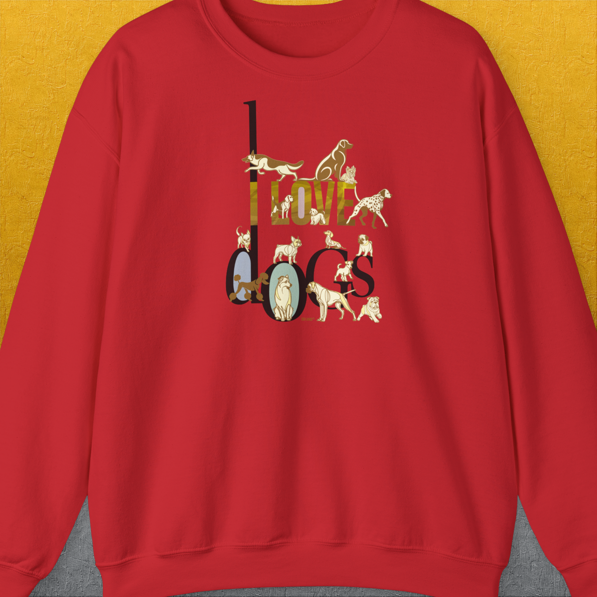 I Love Dogs - Series I, Volume 1, Unisex Sweatshirt-Red, Design by Dog Gang