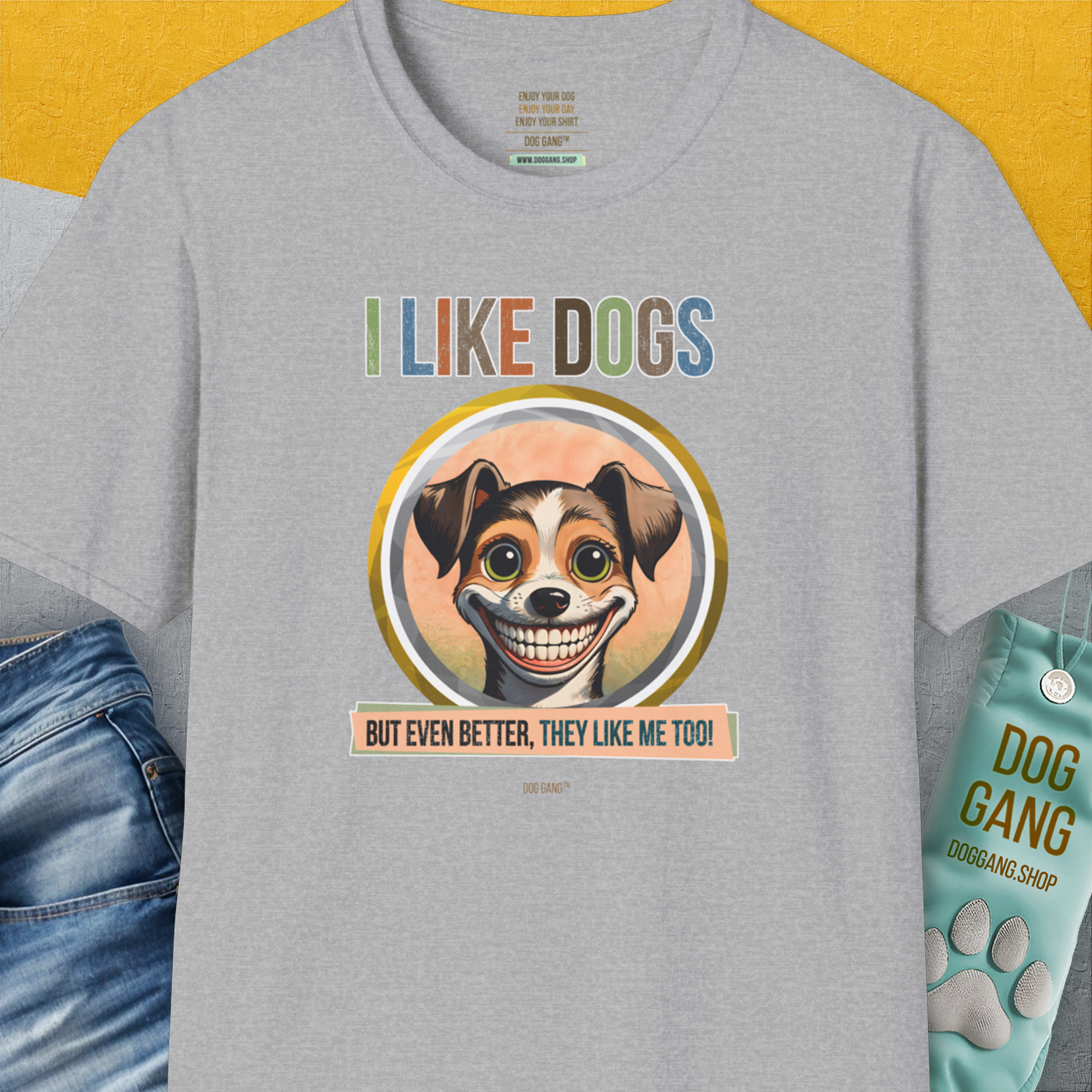 I Like Dogs And They Like Me Too, Volume 2, Unisex T-Shirt-Sport Grey, Design by Dog Gang