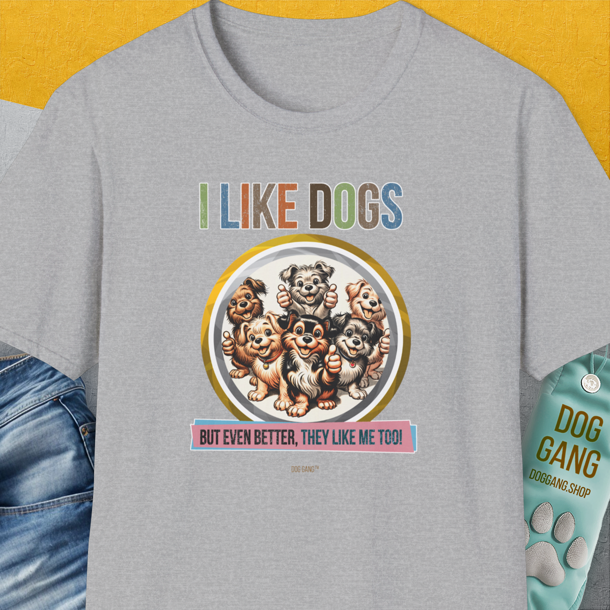 I Like Dogs And They Like Me Too, Volume 5, Unisex T-Shirt-Sport Grey, Design by Dog Gang