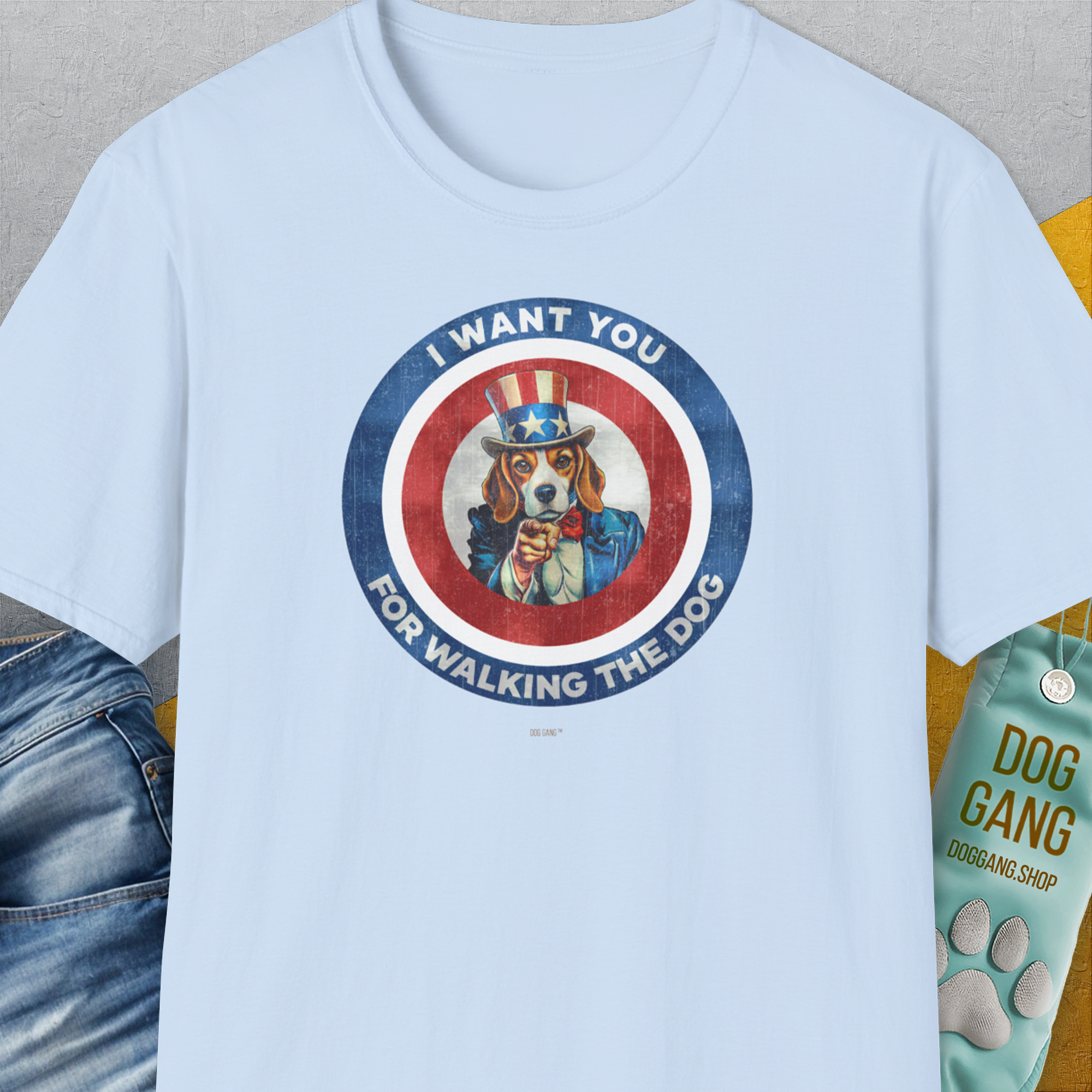 I Want You For Walking The Dog, Volume 1, Unisex T-Shirt-Light Blue, Design by Dog Gang