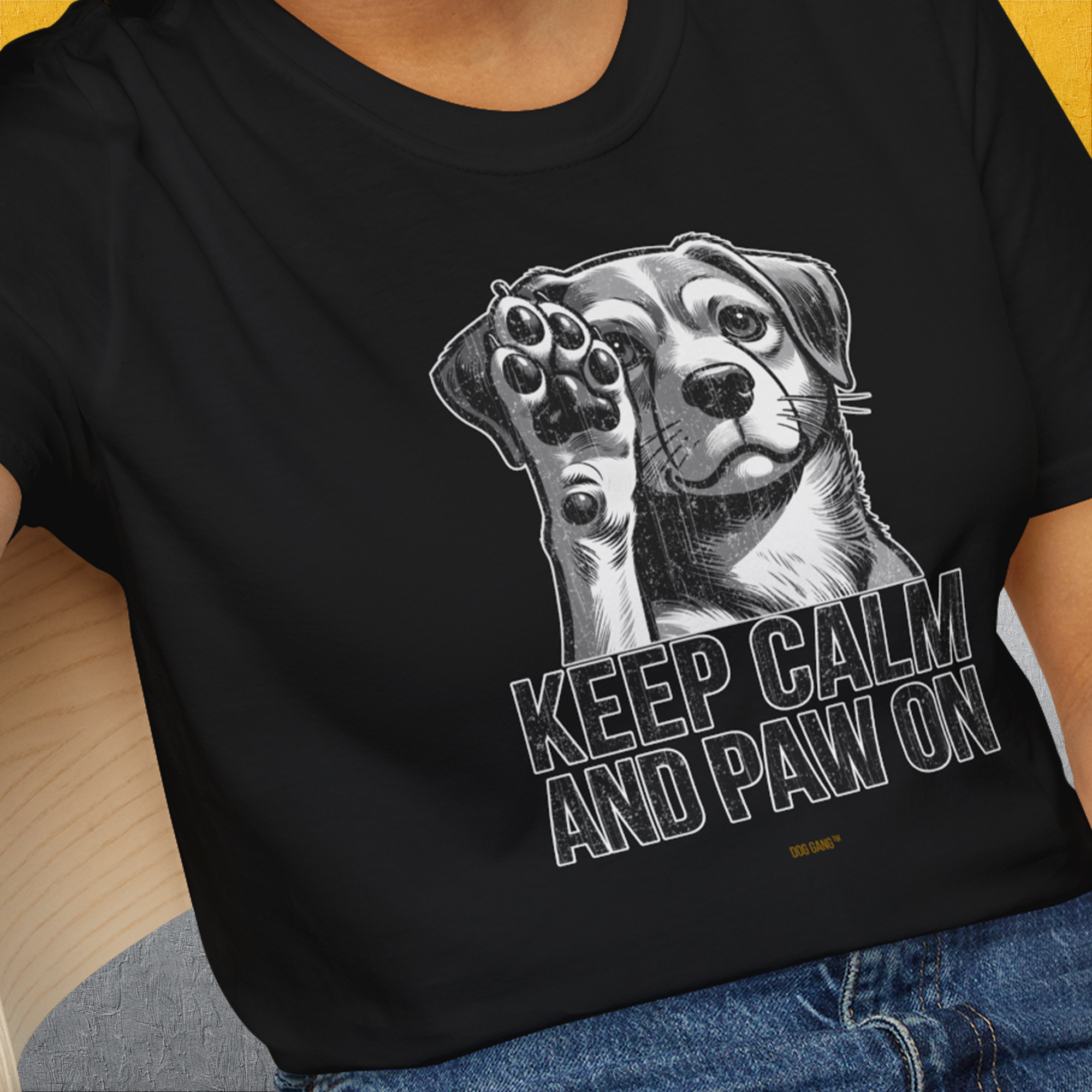 Keep Calm And Paw On, Volume 1, Unisex T-Shirt-, a fun and stylish design for dog lovers from Dog Gang