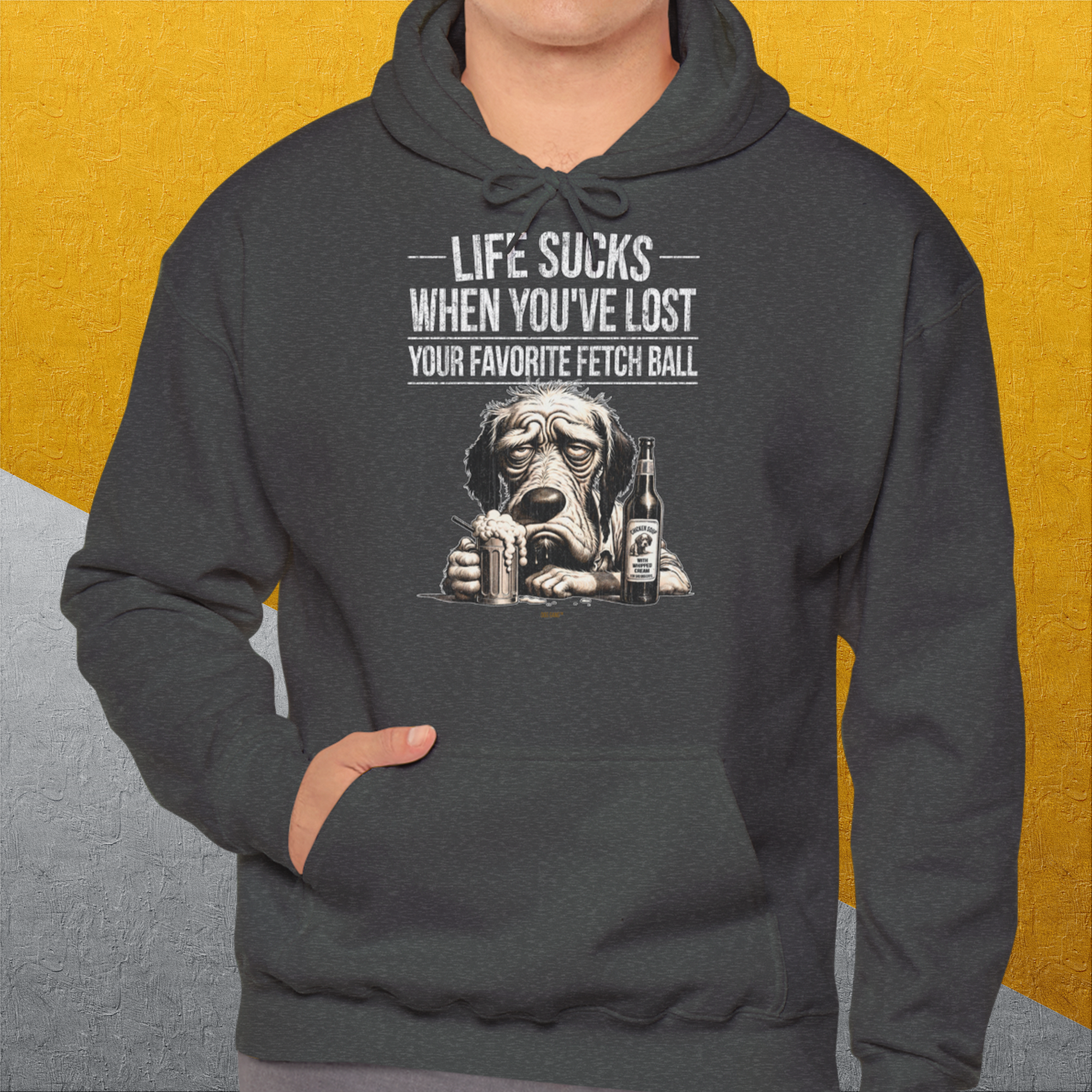 Life Sucks When You've Lost Your Favorite Fetch Ball, Volume 5, Unisex Hoodie-lustiger Spruch auf bequemen Kapuzenpulli für in und outdoor, speziell für Hundeliebhaber, Design by Dog Gang