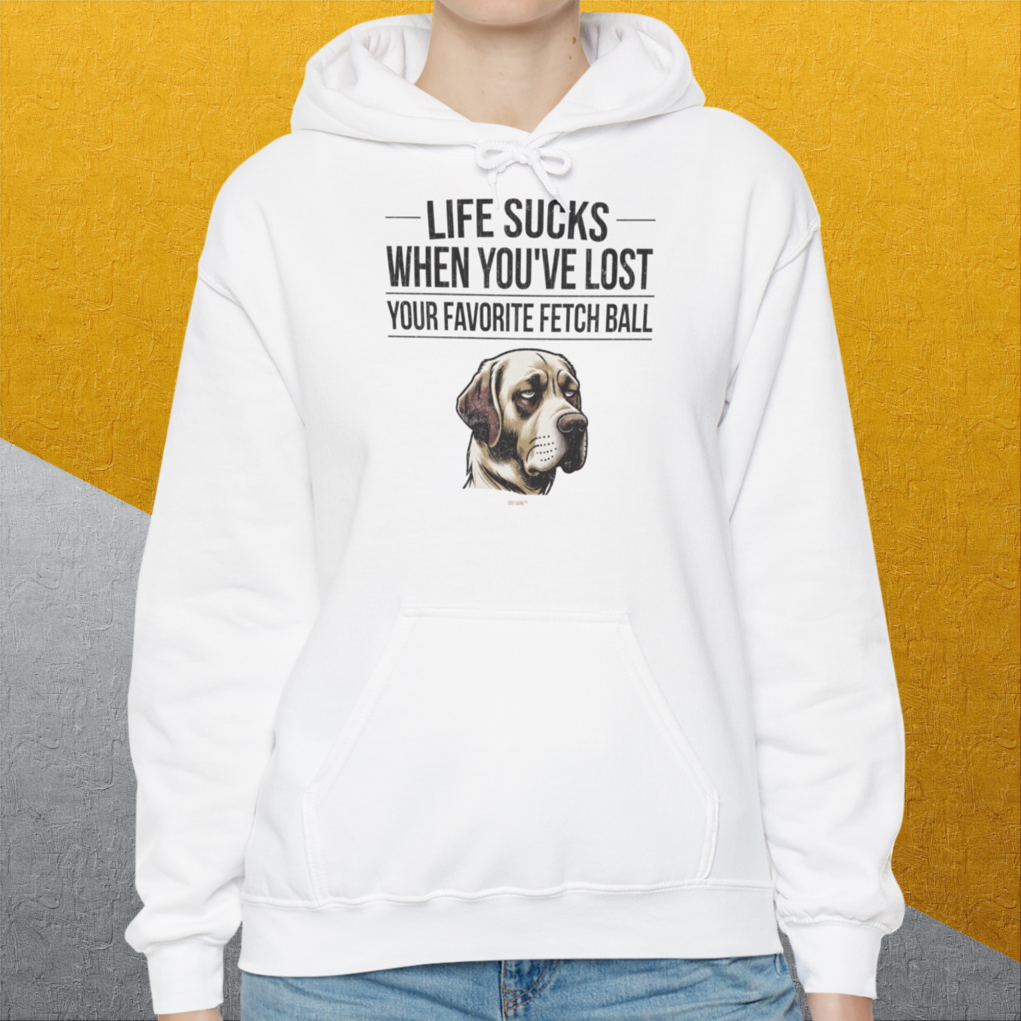 Life Sucks When You've Lost Your Favorite Fetch Ball, Volume 1, Unisex Hoodie-lustiger Spruch auf bequemen Shirt für Hundeliebhaber, Design by Dog Gang