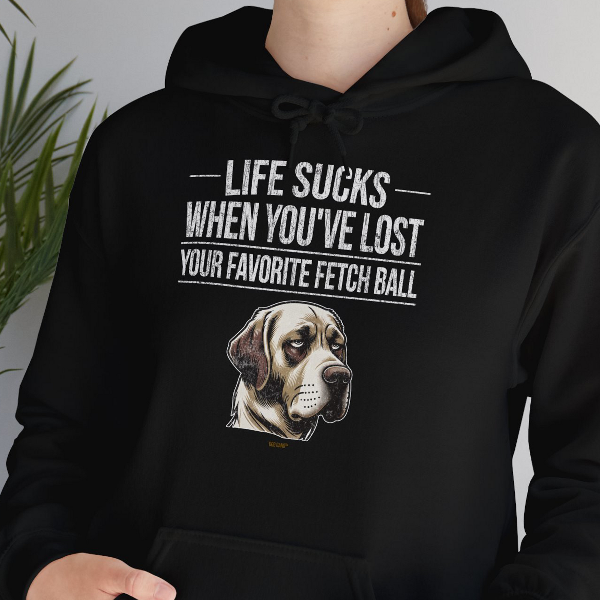 Life Sucks When You&#39;ve Lost Your Favorite Fetch Ball, Volume 1, Unisex Hoodie-origineller und witziger Kapuzenpulli mit Hund, Design by Dog Gang