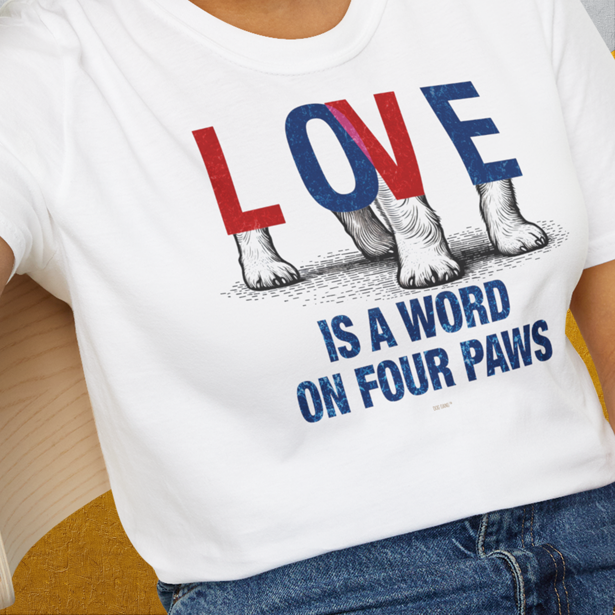 Love Is A Word On Four Paws, Volume 1, Unisex T-Shirt-, a fun and stylish design for dog lovers from Dog Gang