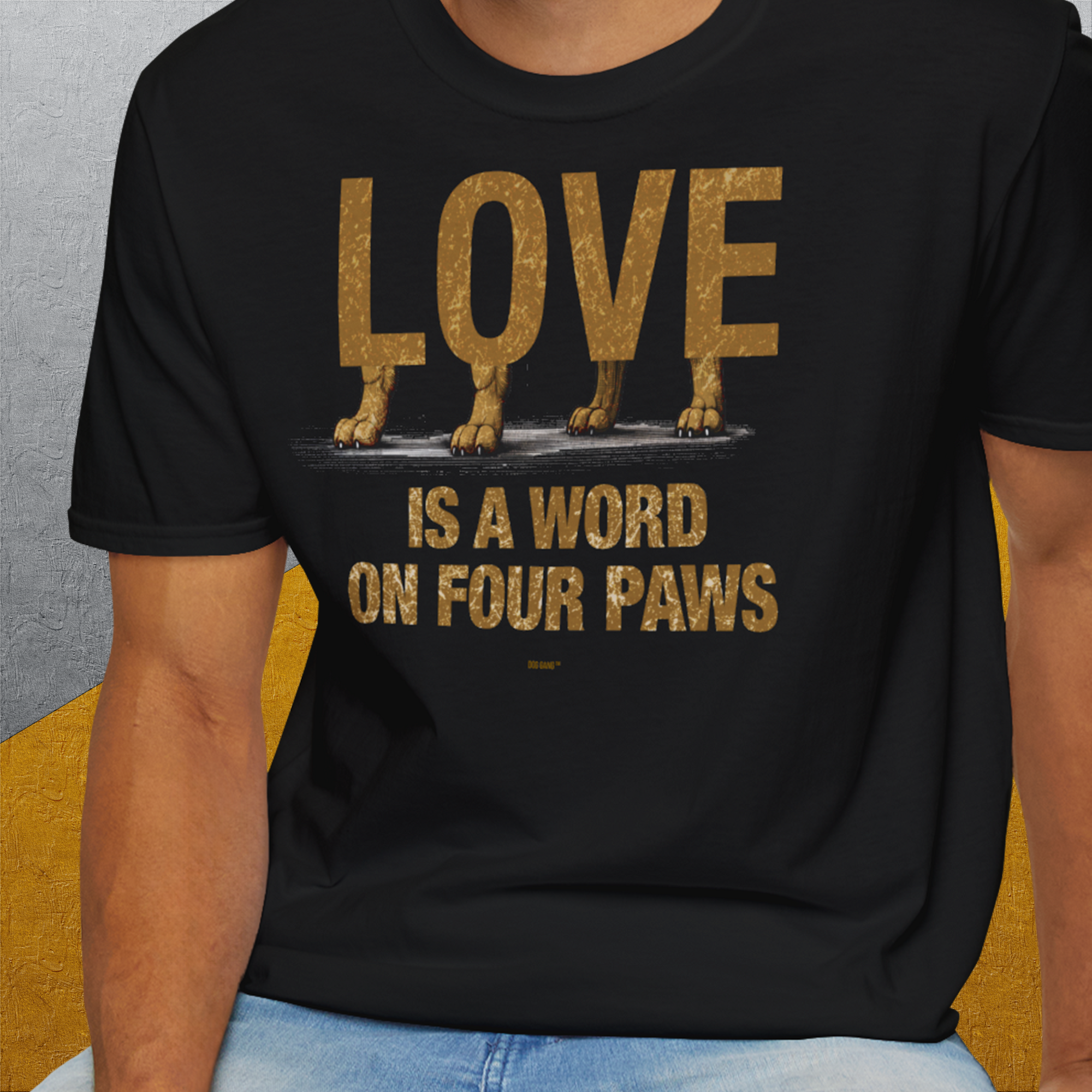 Love Is A Word On Four Paws, Volume 2, Unisex T-Shirt-. For dog lovers and dog owners. Design by Dog Gang