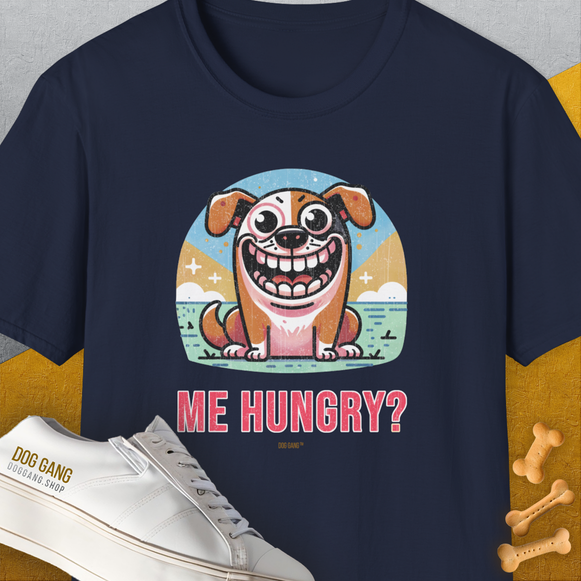 Me Hungry? Volume 3, Unisex T-Shirt-Navy, Design by Dog Gang