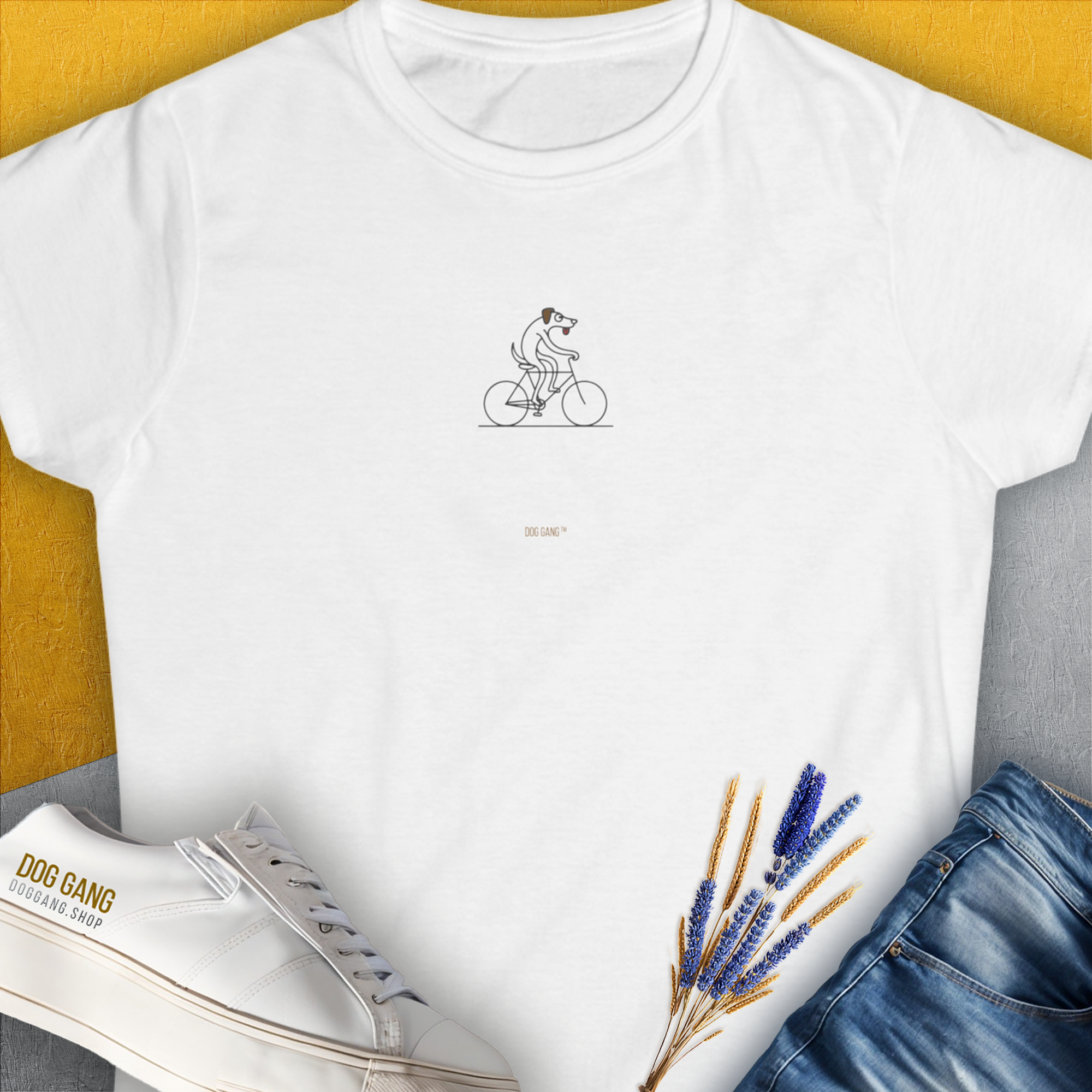 The Dog Gang Minimalistic Series I, Volume 4, Women's T-Shirt-White. For dog lovers and dog owners. Design by Dog Gang