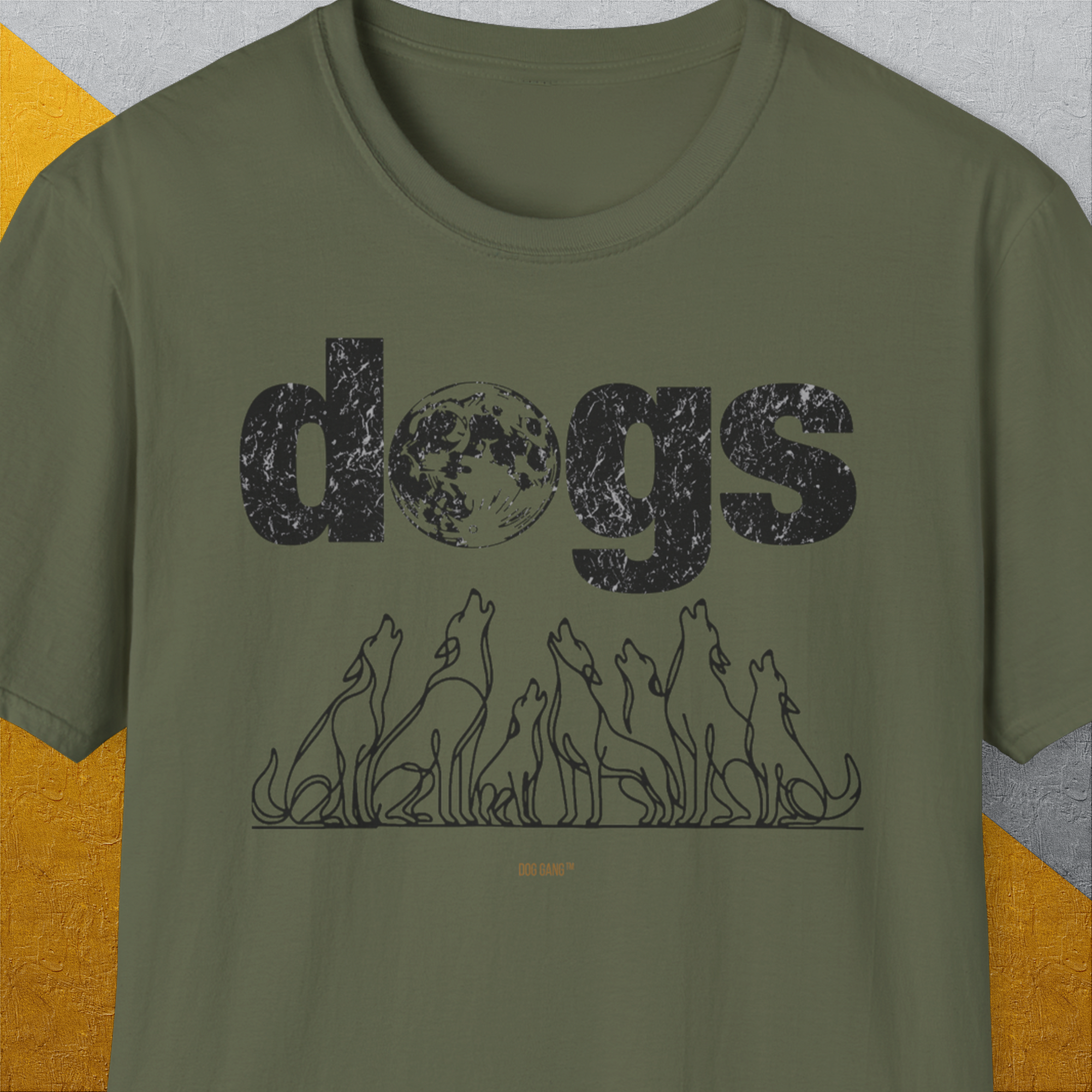 The Dog Gang Minimalistic Series II, Volume 3, Unisex T-Shirt-Military Green-Design made by Dog Gang