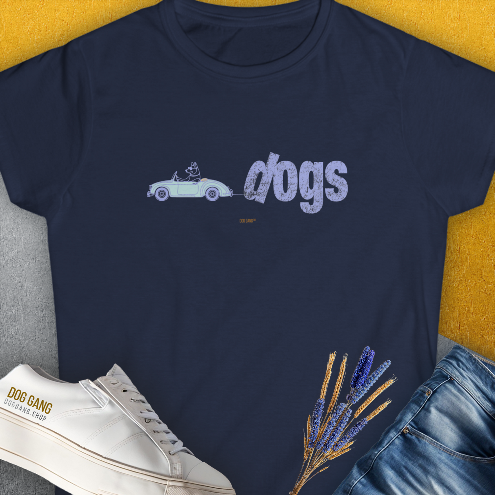 The Dog Gang Minimalistic Series II, Volume 2, Women's T-Shirt-Navy. A dog-themed Design from Dog Gang