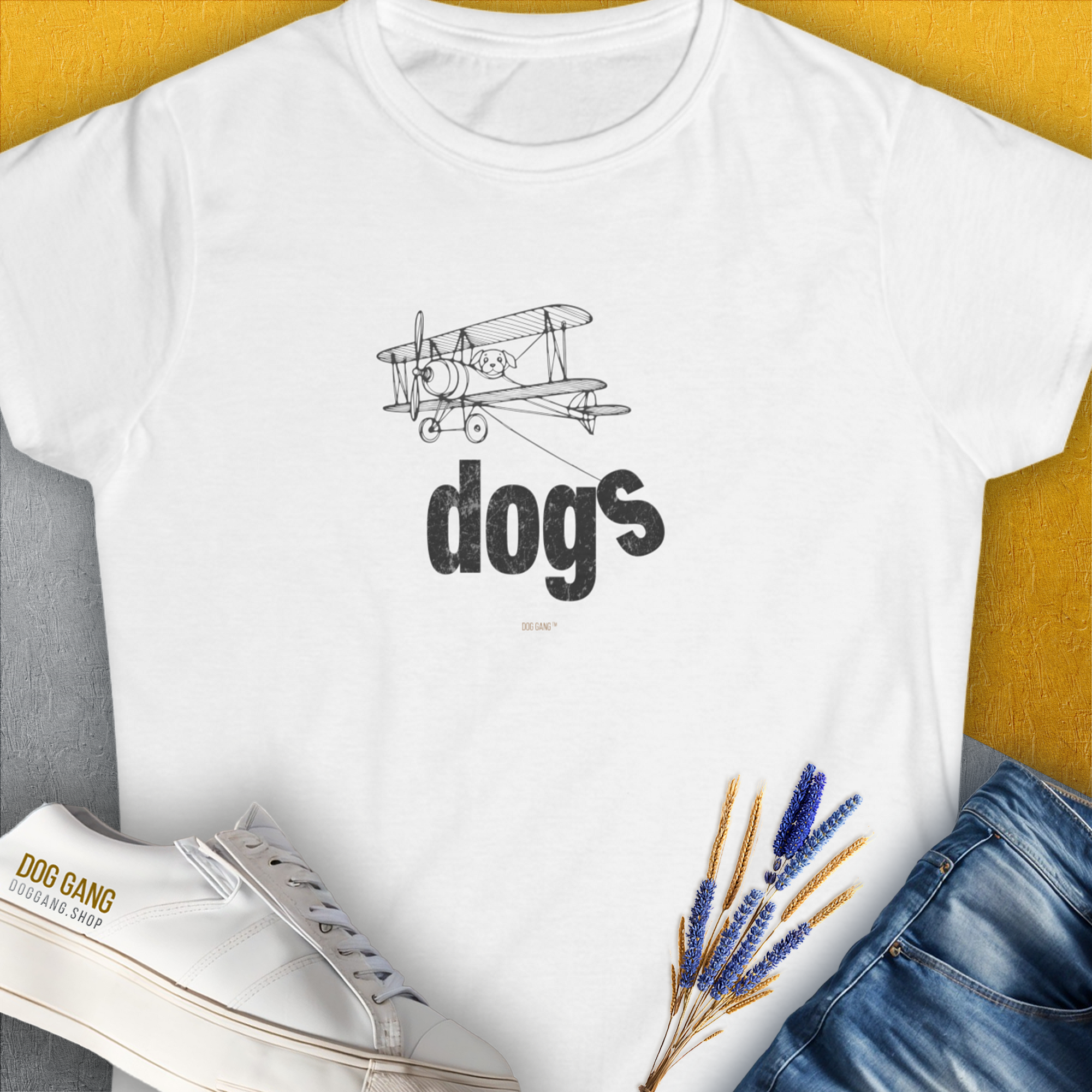 The Dog Gang Minimalistic Series II, Volume 4, Women's T-Shirt-White. For dog lovers and dog owners. Design by Dog Gang
