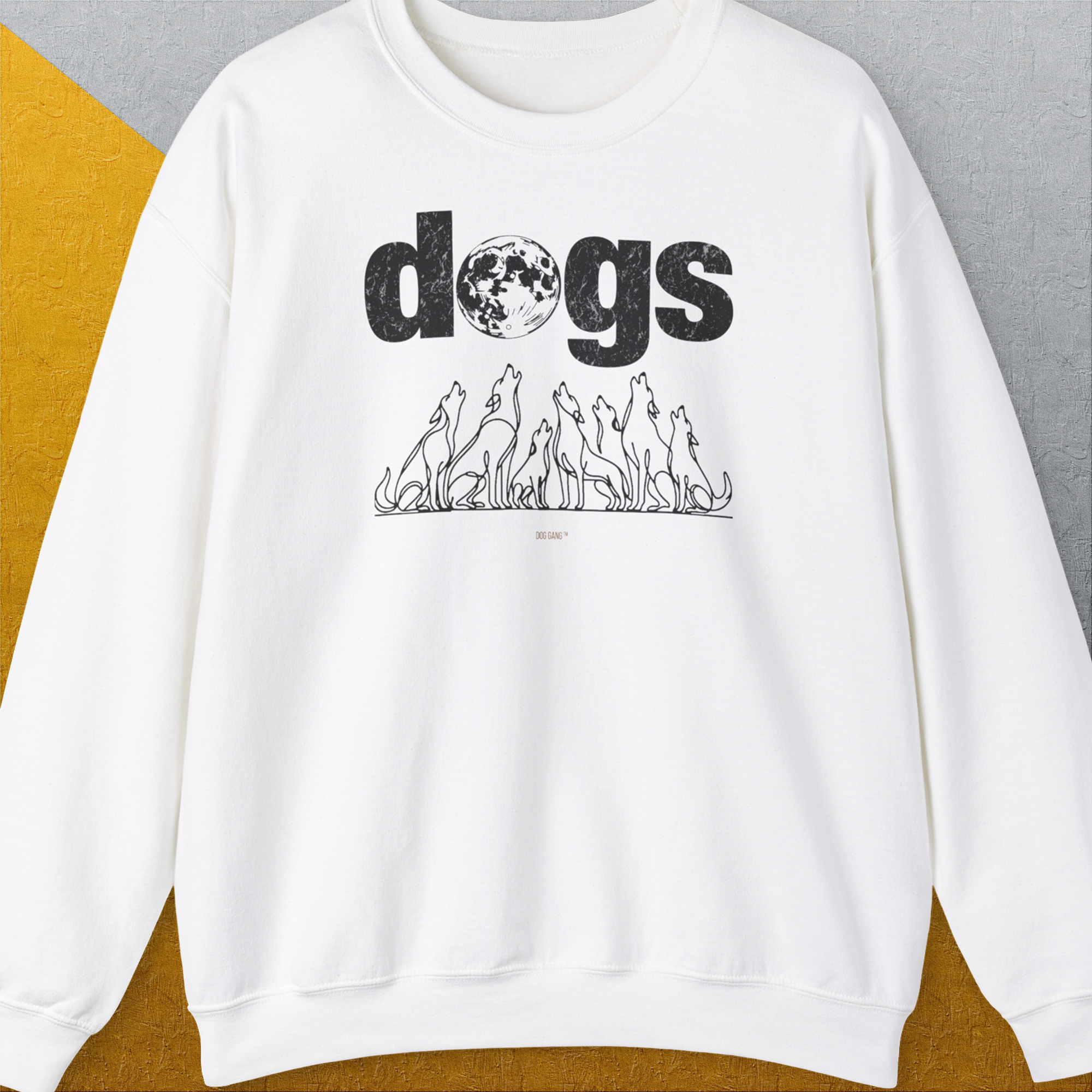 The Dog Gang Minimalistic Series II, Volume 3, Unisex Sweatshirt-White. A dog-themed Design from Dog Gang