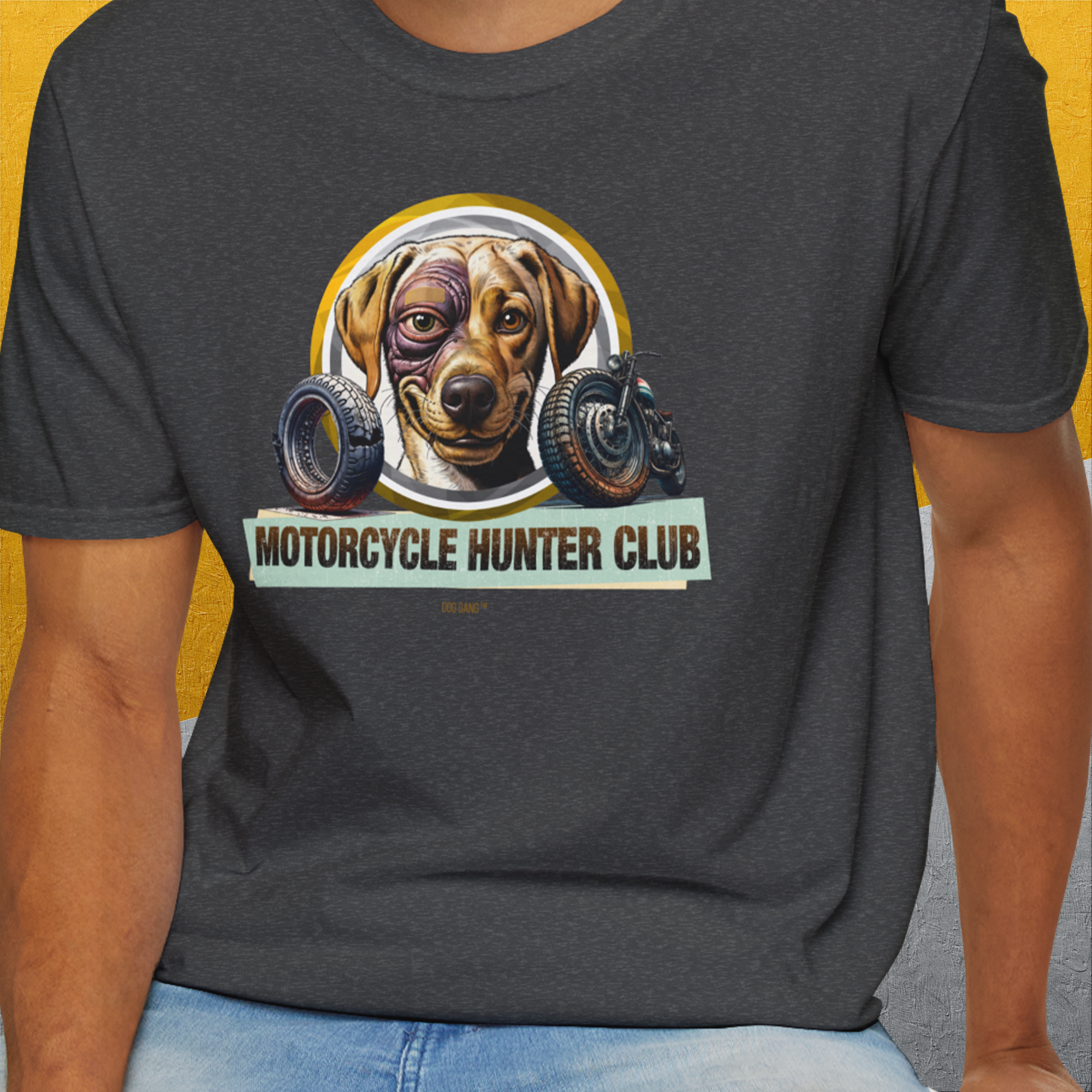 Motorcycle Hunter Club, Volume 4 (Labrador), Unisex T-Shirt-. For dog lovers and dog owners. Design by Dog Gang