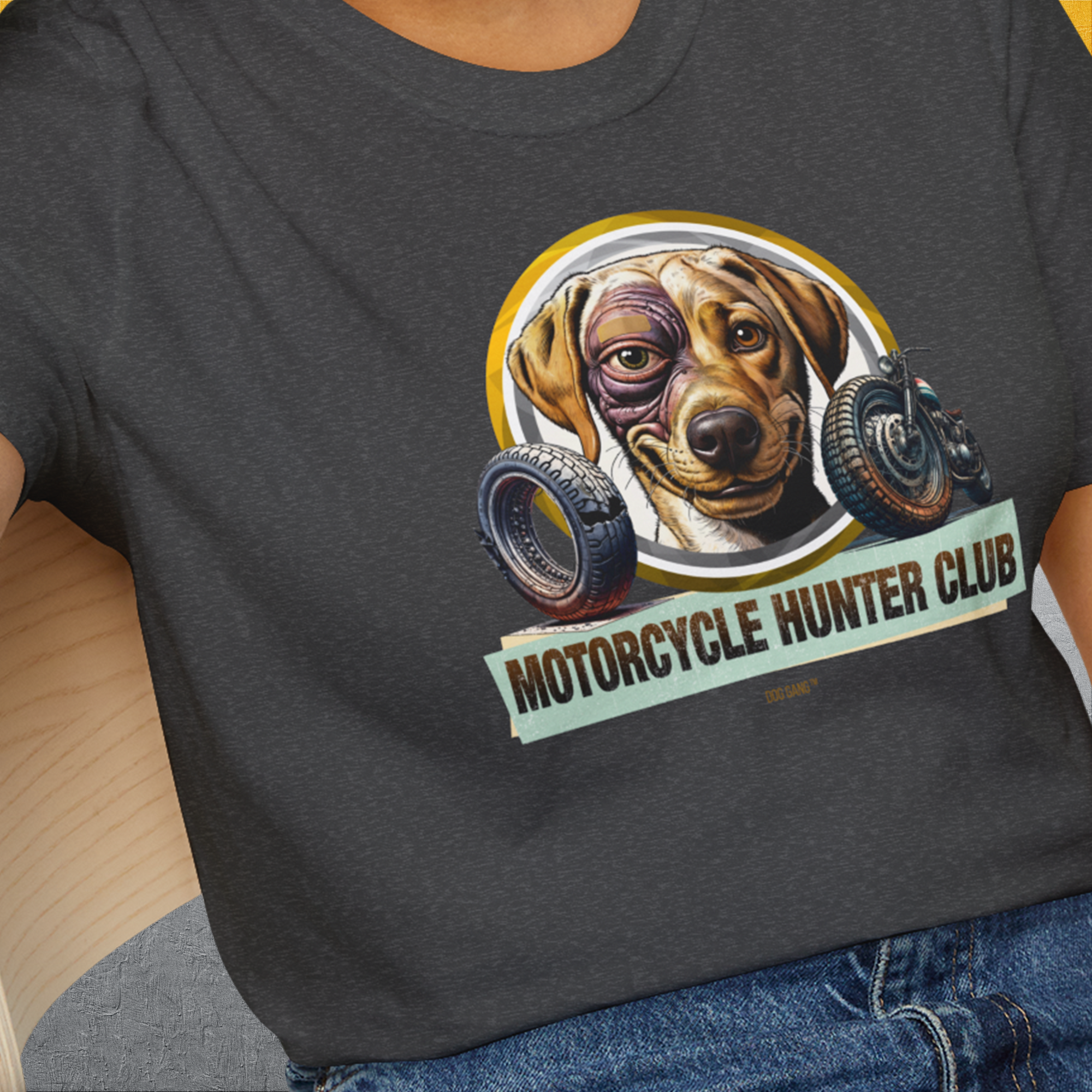 Motorcycle Hunter Club, Volume 4 (Labrador), Unisex T-Shirt-, a fun and stylish design for dog lovers from Dog Gang