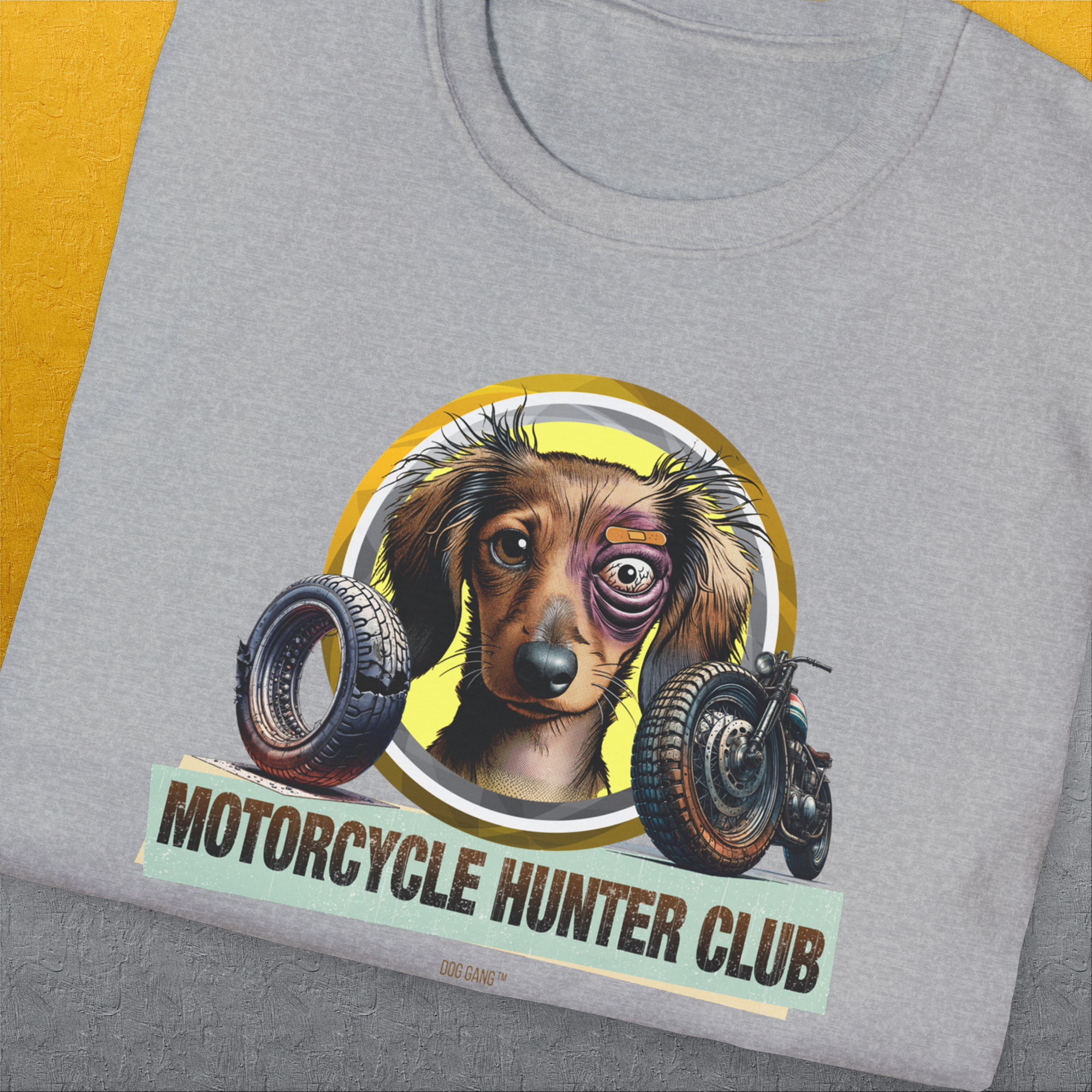 Motorcycle Hunter Club, Volume 5 (Dackel / Dachshund), Unisex T-Shirt-, Design by Dog Gang