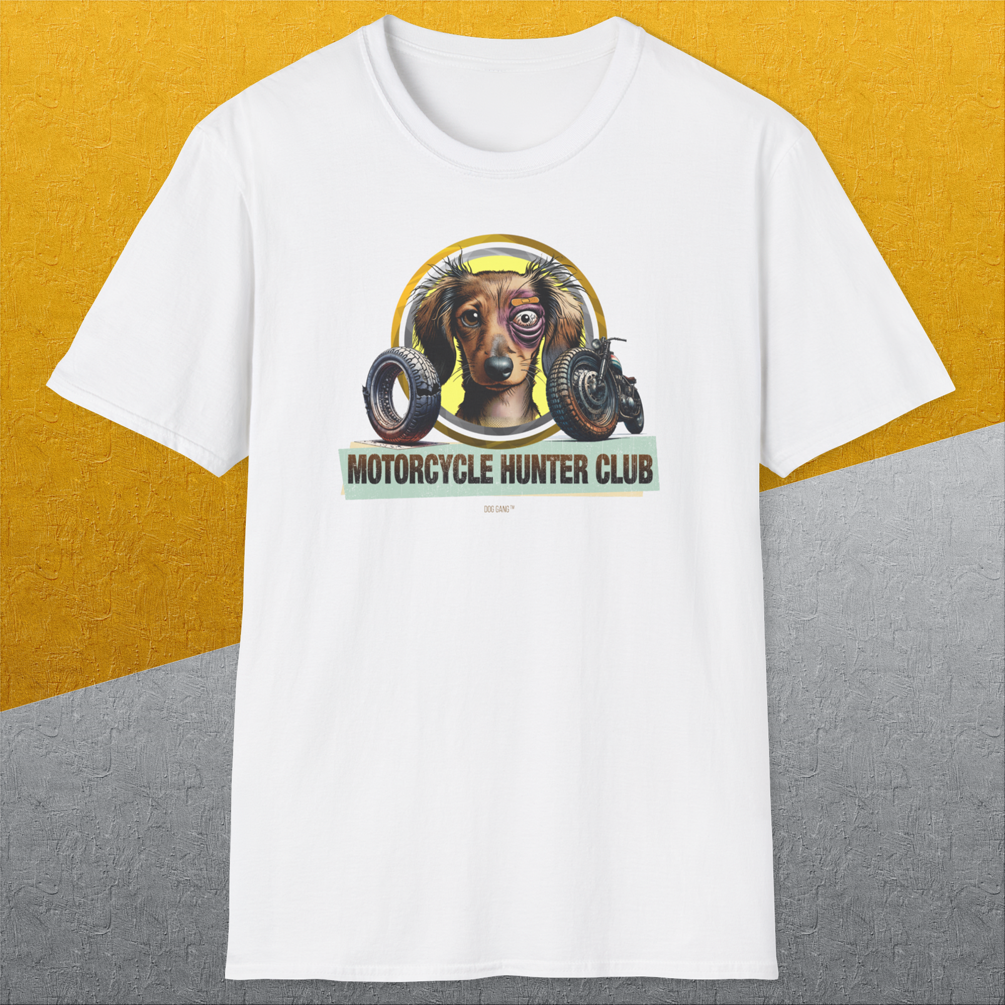 Motorcycle Hunter Club, Volume 5 (Dackel / Dachshund), Unisex T-Shirt-, a cool and stylish design with a funny saying from Dog Gang