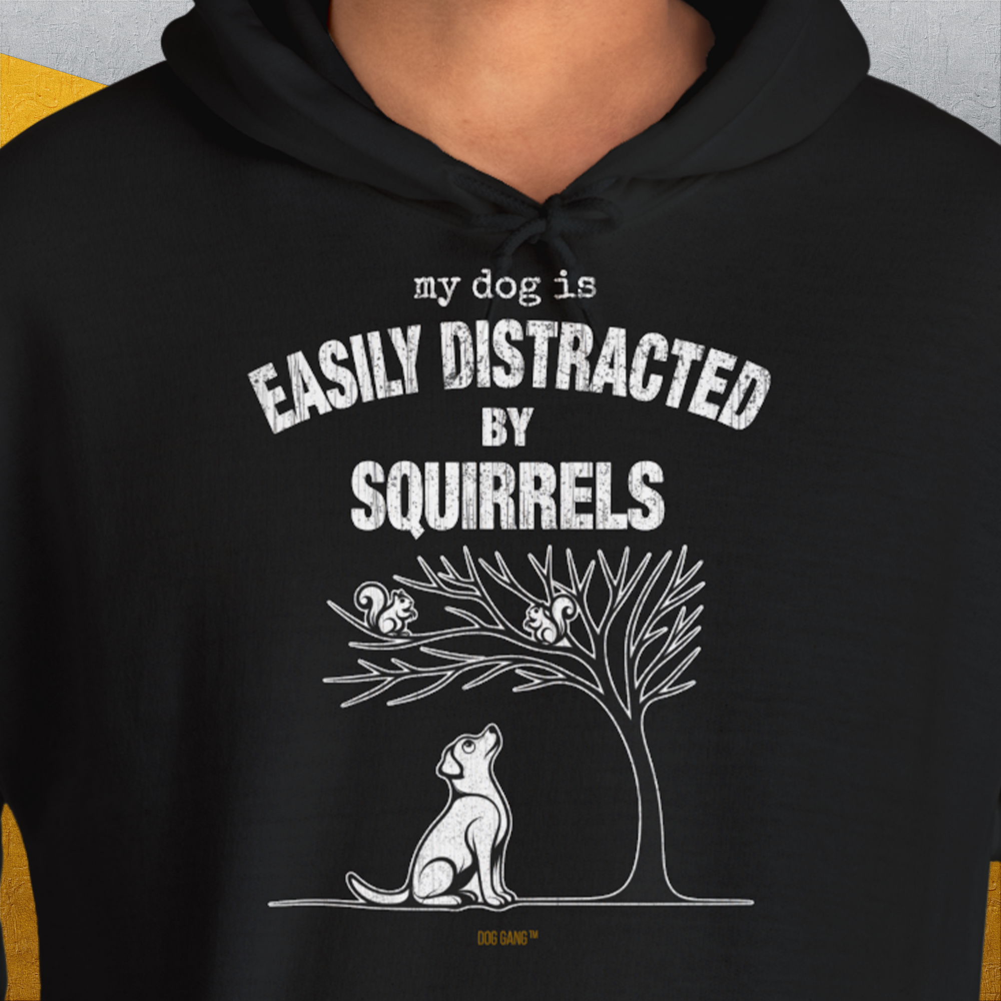 My Dog Is Easily Distracted By - Volume 1: Squirrels, Unisex Hoodie-, a fun and stylish design for dog lovers from Dog Gang