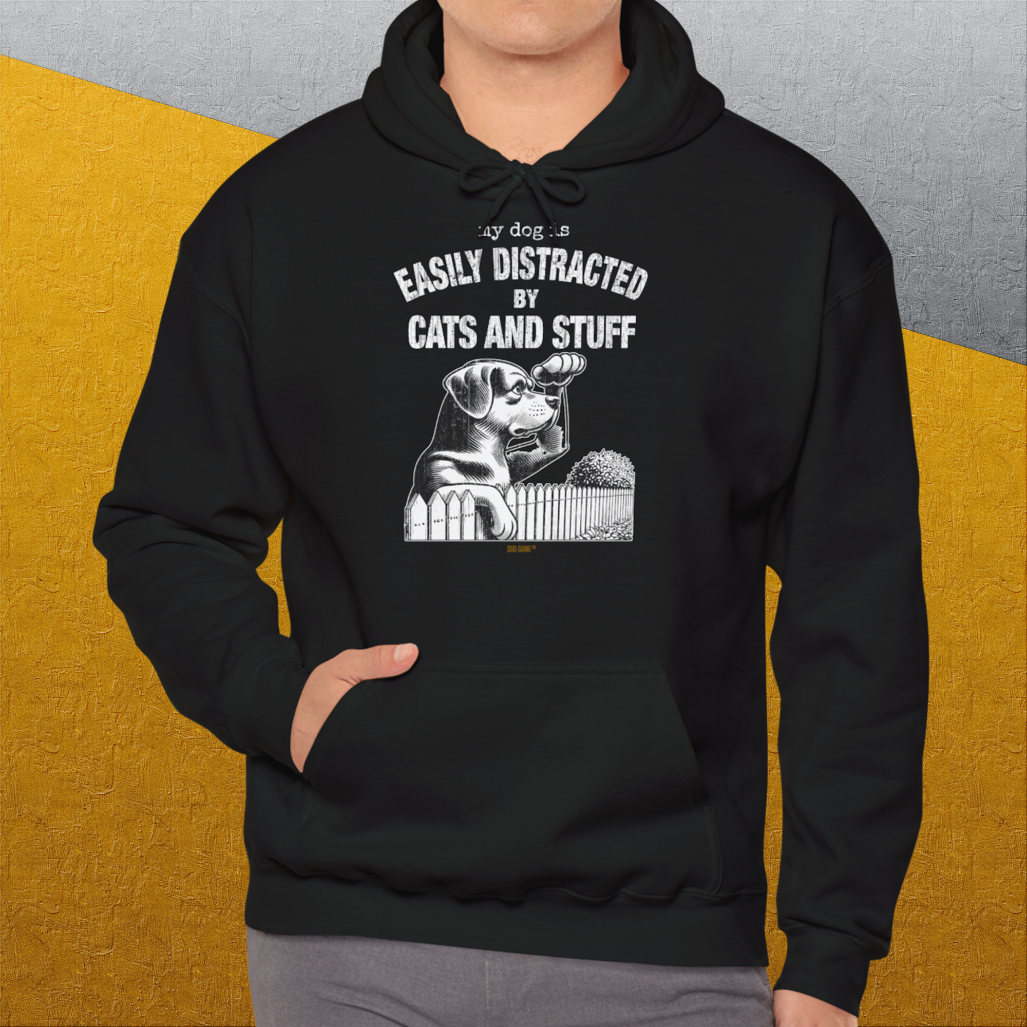 My Dog Is Easily Distracted By - Volume 2: Cats And Stuff, Unisex Hoodie-, a fun and stylish design for dog lovers from Dog Gang