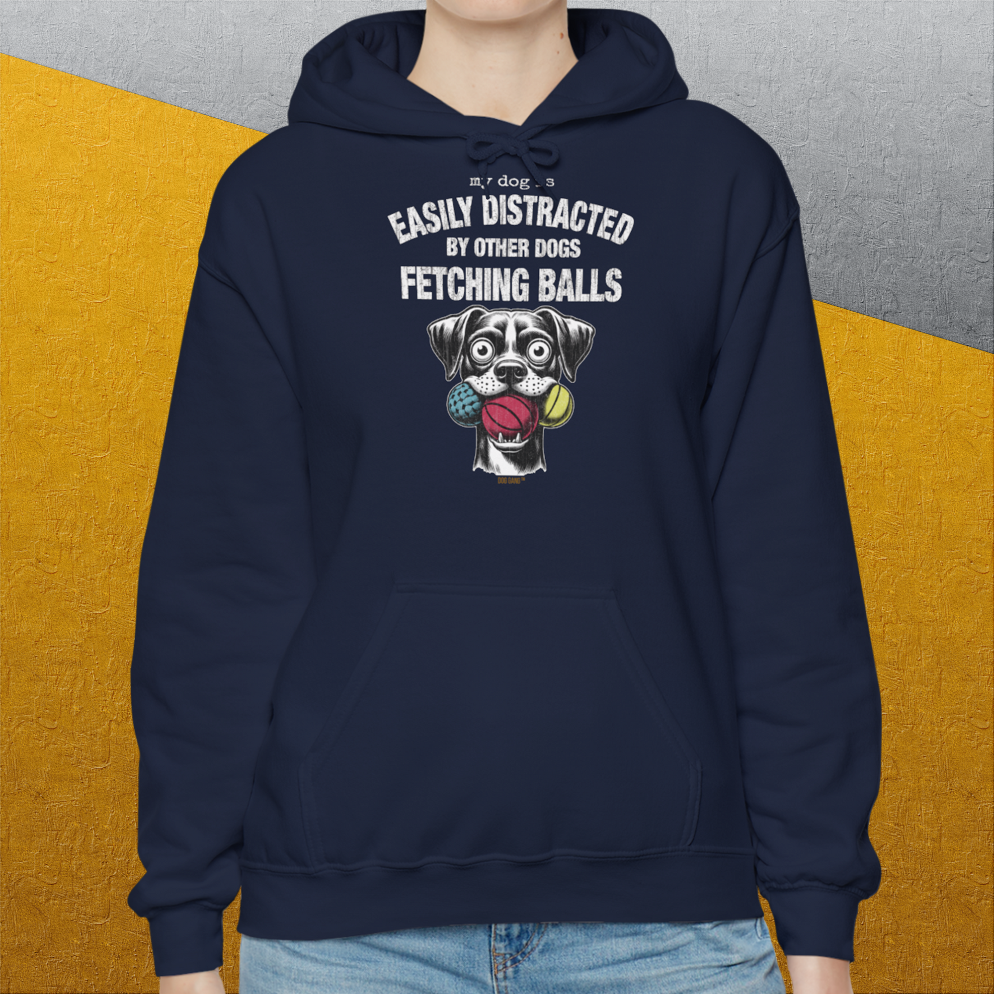 My Dog Is Easily Distracted By - Volume 4: Other Dogs Fetching Balls, Unisex Hoodie-. A perfect gift for dog lovers and dog owners. Design by Dog Gang