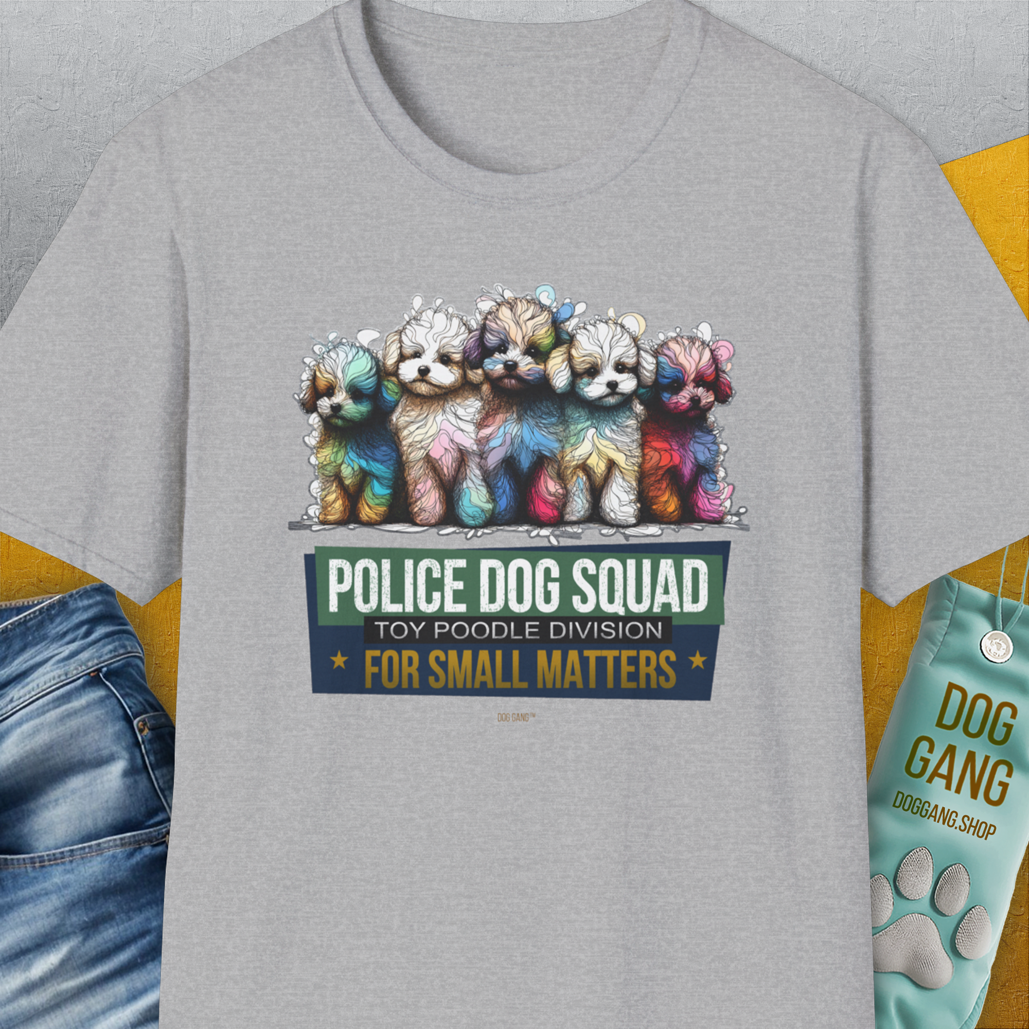 Police Dog Squad For Small Matters (Toy Poodle Division), Volume 2, Unisex T-Shirt-Sport Grey, Design by Dog Gang