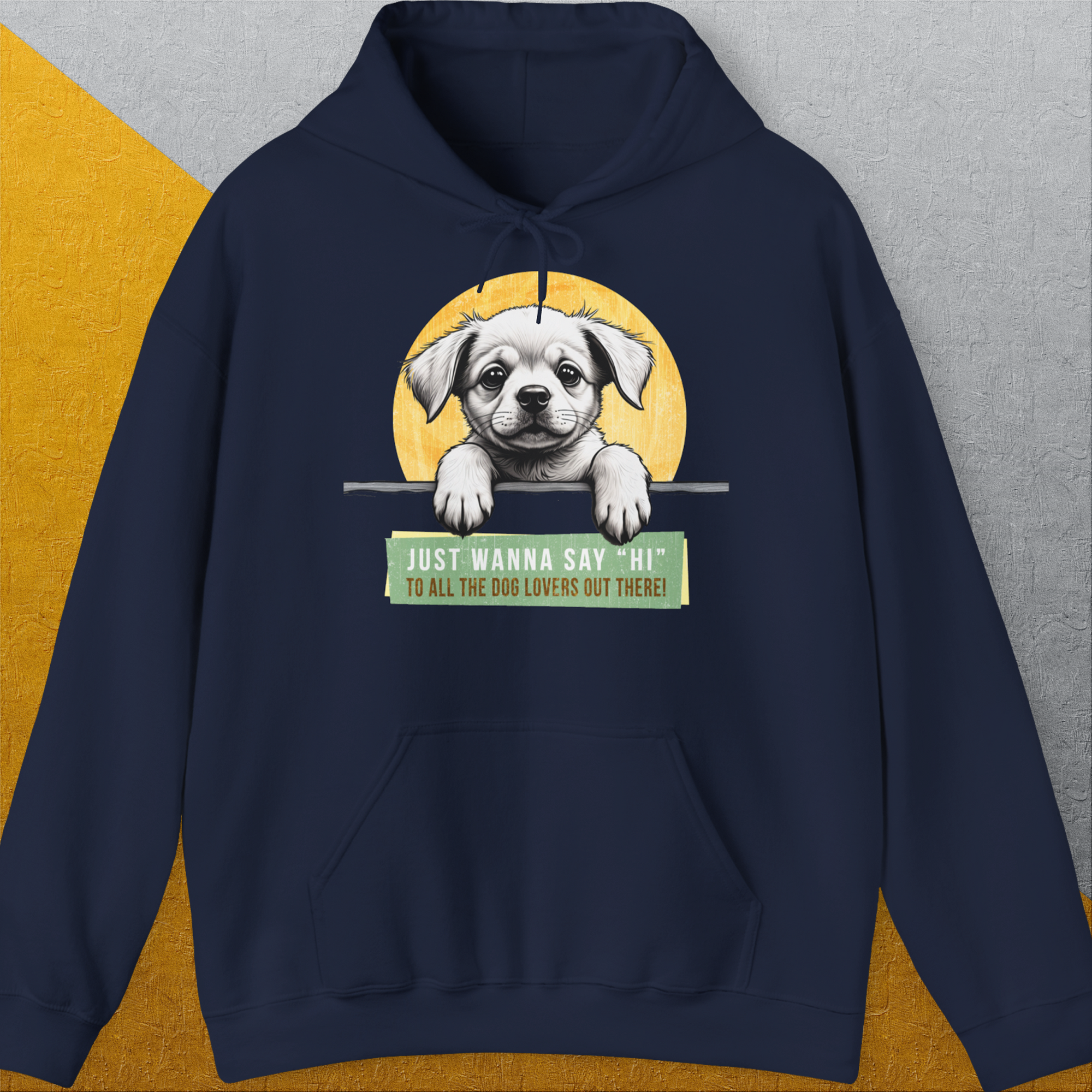 &quot;Say Hi&quot; Series, Volume 1, Unisex Hoodie-Navy-witziges Shirt mit lustigem Spruch für Hundefreund, Design by Dog Gang