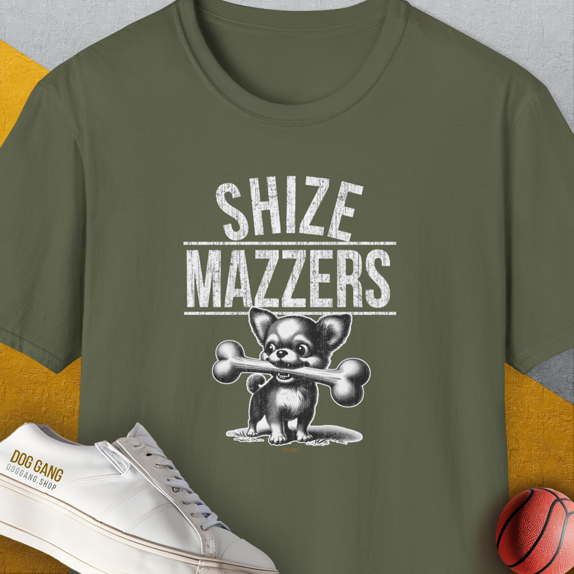 Shize Mazzers, Volume 2, Unisex T-Shirt-Military Green, Design by Dog Gang