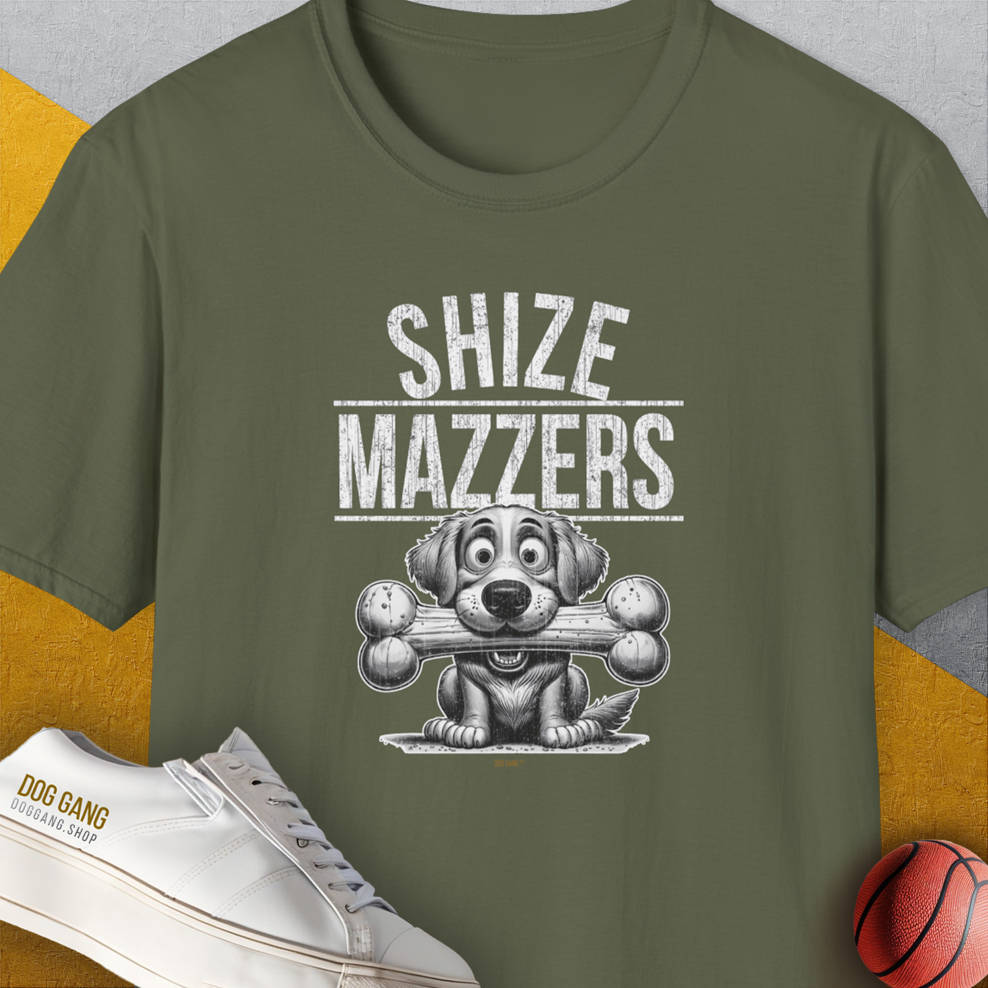 Shize Mazzers, Volume 4, Unisex T-Shirt-Military Green, Design by Dog Gang