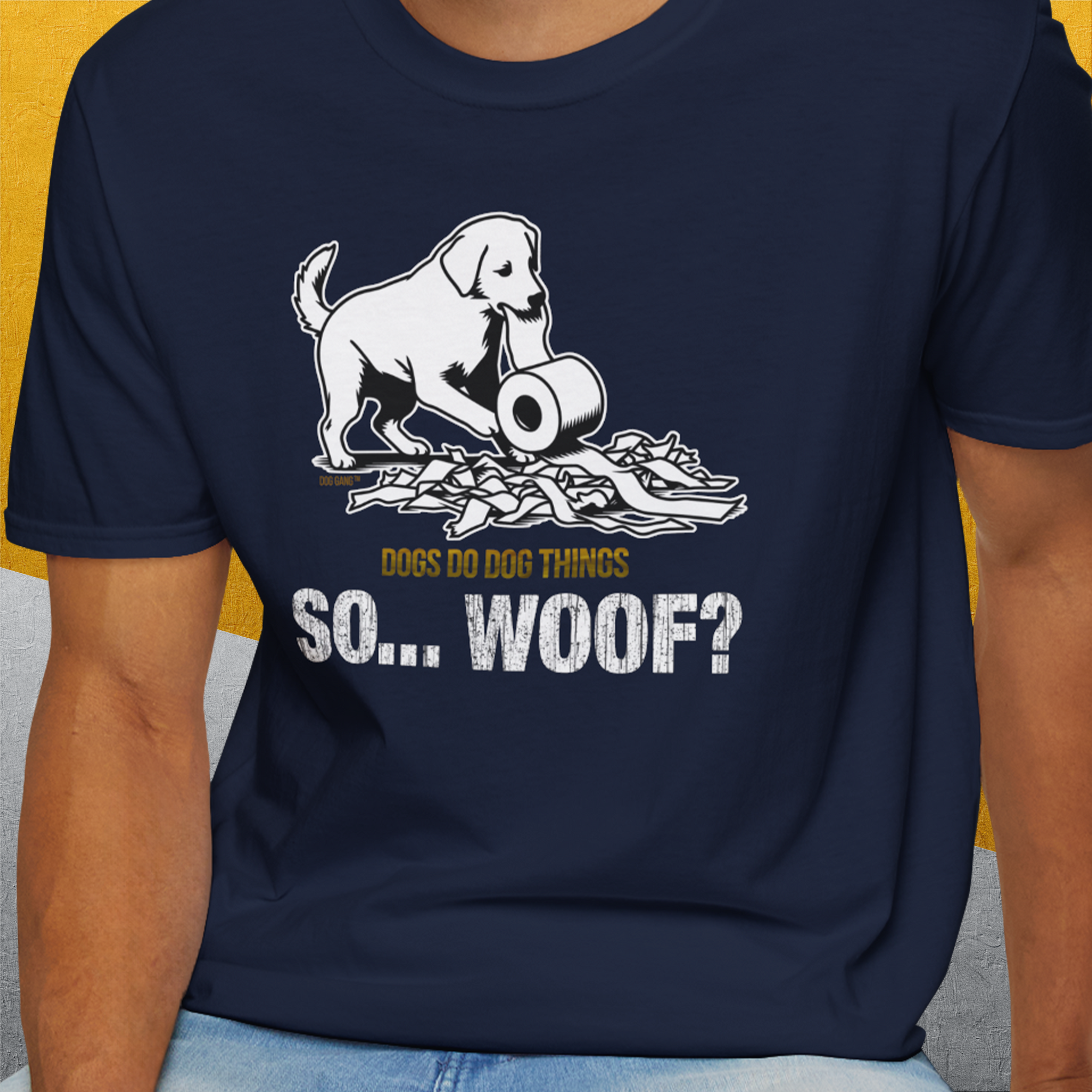 So... Woof? Volume 2, Unisex T-Shirt-. For dog lovers and dog owners. Design by Dog Gang