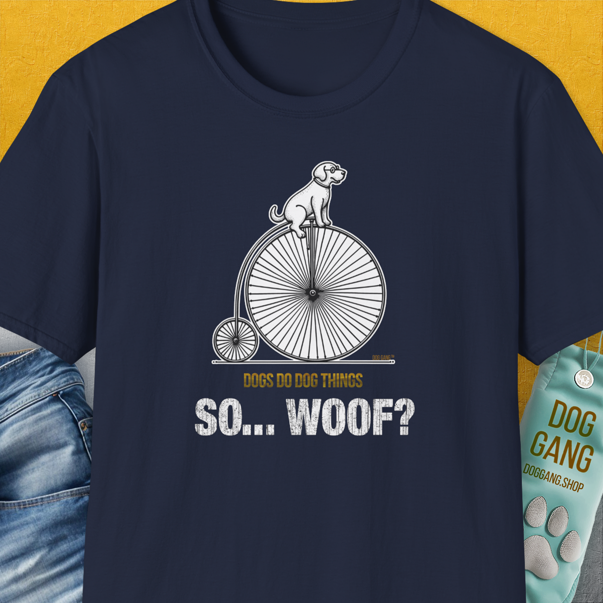 So... Woof? Volume 3, Unisex T-Shirt-Navy, Design by Dog Gang