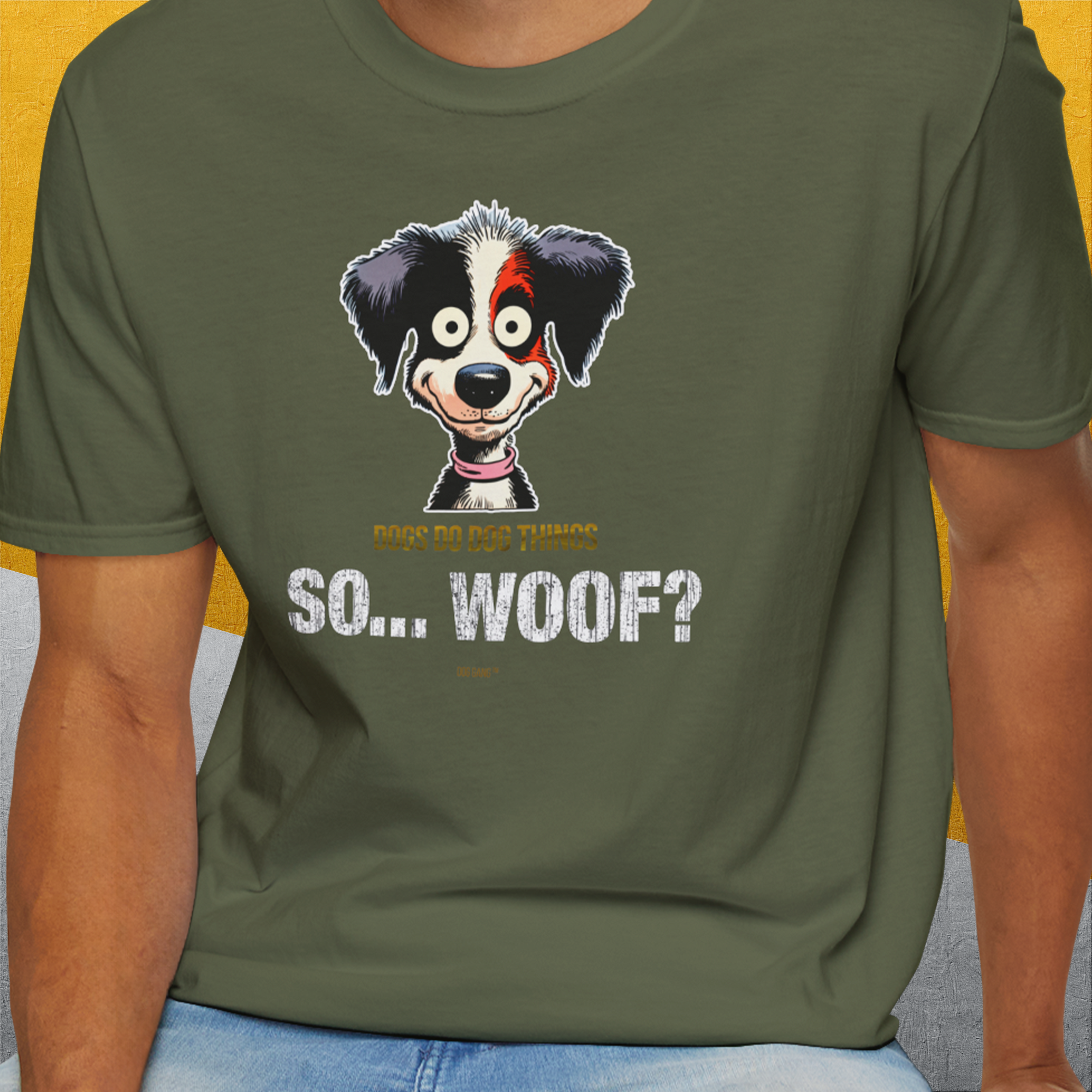 So... Woof? Volume 5, Unisex T-Shirt-. For dog lovers and dog owners. Design by Dog Gang