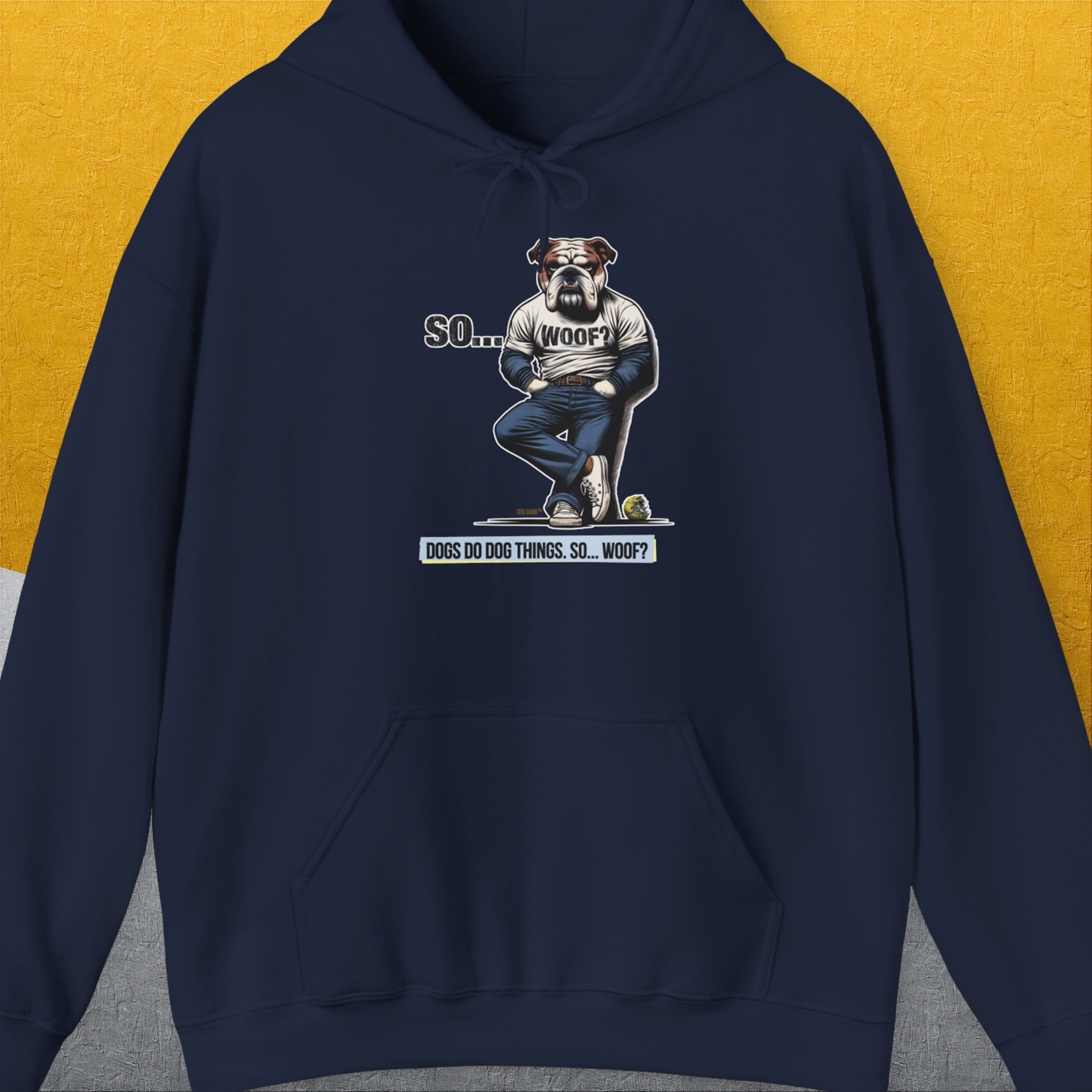 So... Woof? Volume 1, Unisex Hoodie-Navy, Design by Dog Gang