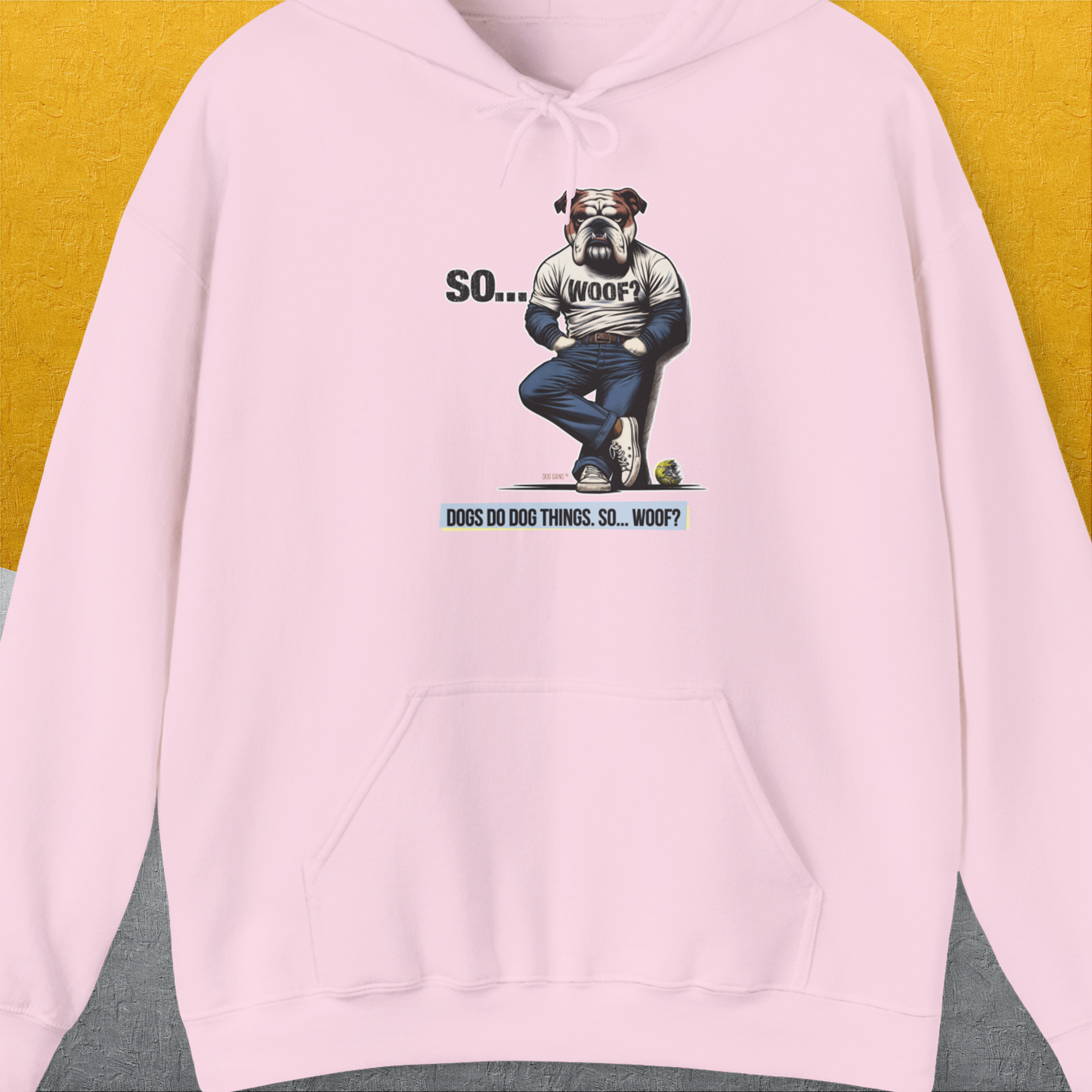 So... Woof? Volume 1, Unisex Hoodie-Light Pink, Design by Dog Gang