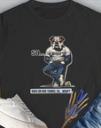The So... Woof? Volume 1, Womens T-Shirt features a cool dog illustration in a shirt. Perfect cute dog design for any dog lover. Designed by Dog Gang.