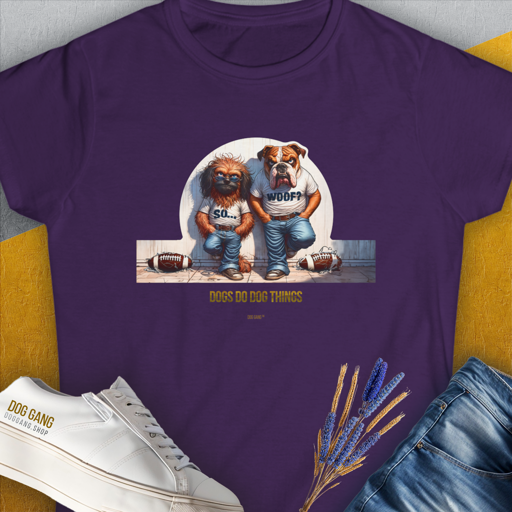 So... Woof? Volume 7, Women&#39;s T-Shirt-Purple, a cool and stylish design with a funny saying from Dog Gang