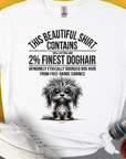 Das „This Beautiful Shirt Contains Finest Dog Hair, Volume 3, Unisex T-Shirt“ ist ein weißes T-Shirt mit einer lustigen Hundeillustration und einem witzigen Text. Aus weicher, 100 % Baumwolle für hohen Tragekomfort. Design von Dog Gang.