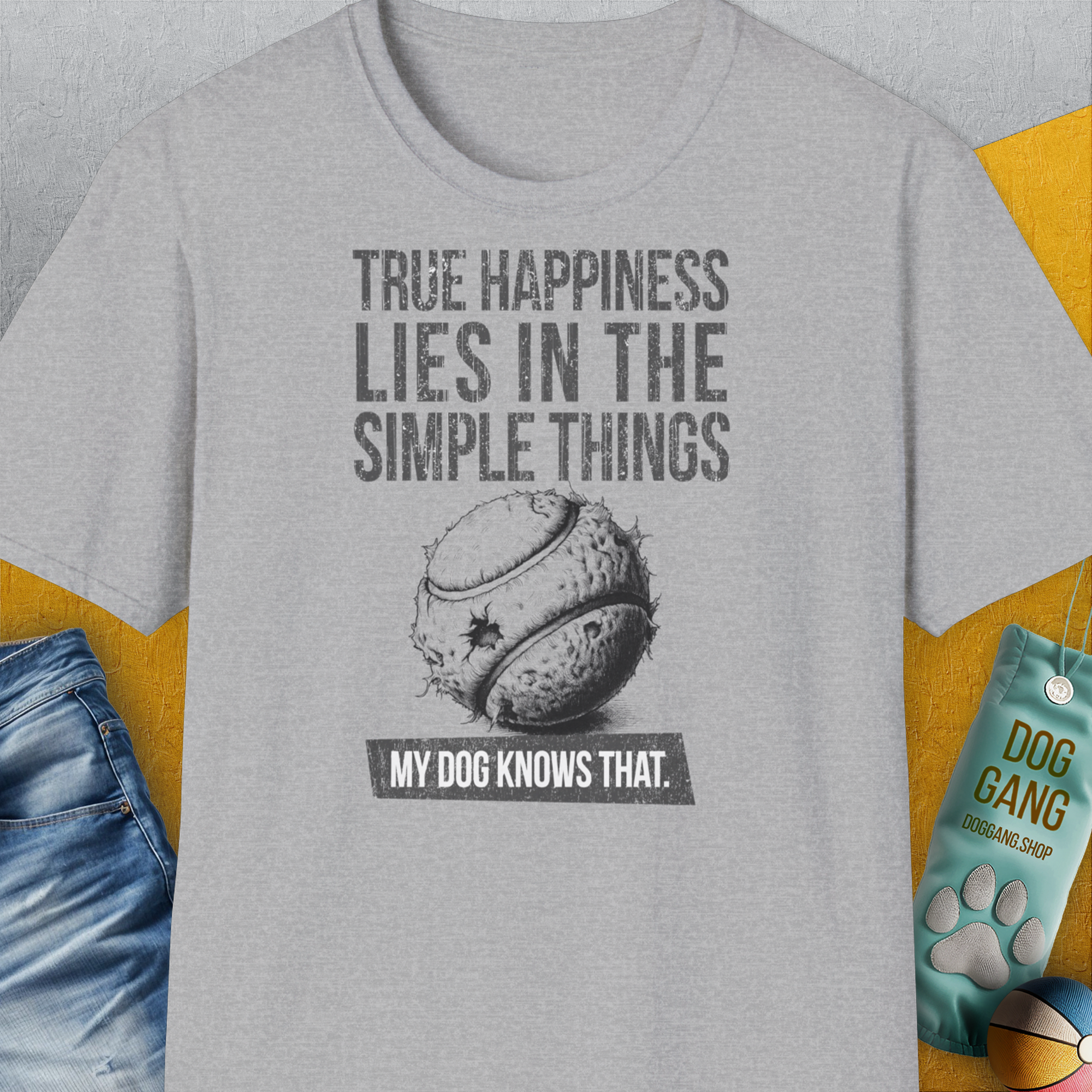 True Happiness Series One, Volume 1, Unisex T-Shirt-Sport Grey-cooles Tee mit lustigem Spruch für Hundefreunde, Design by Dog Gang