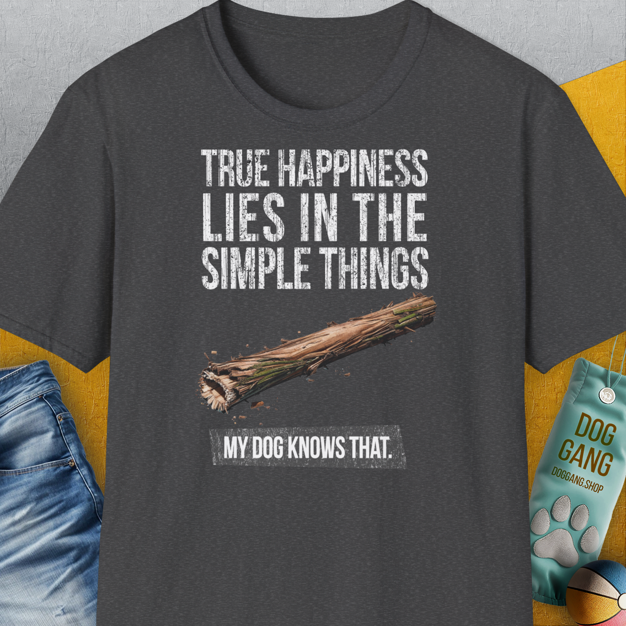 True Happiness Series One, Volume 2, Unisex T-Shirt-lustiger Spruch auf bequemen Shirt für Hundeliebhaber, Design by Dog Gang