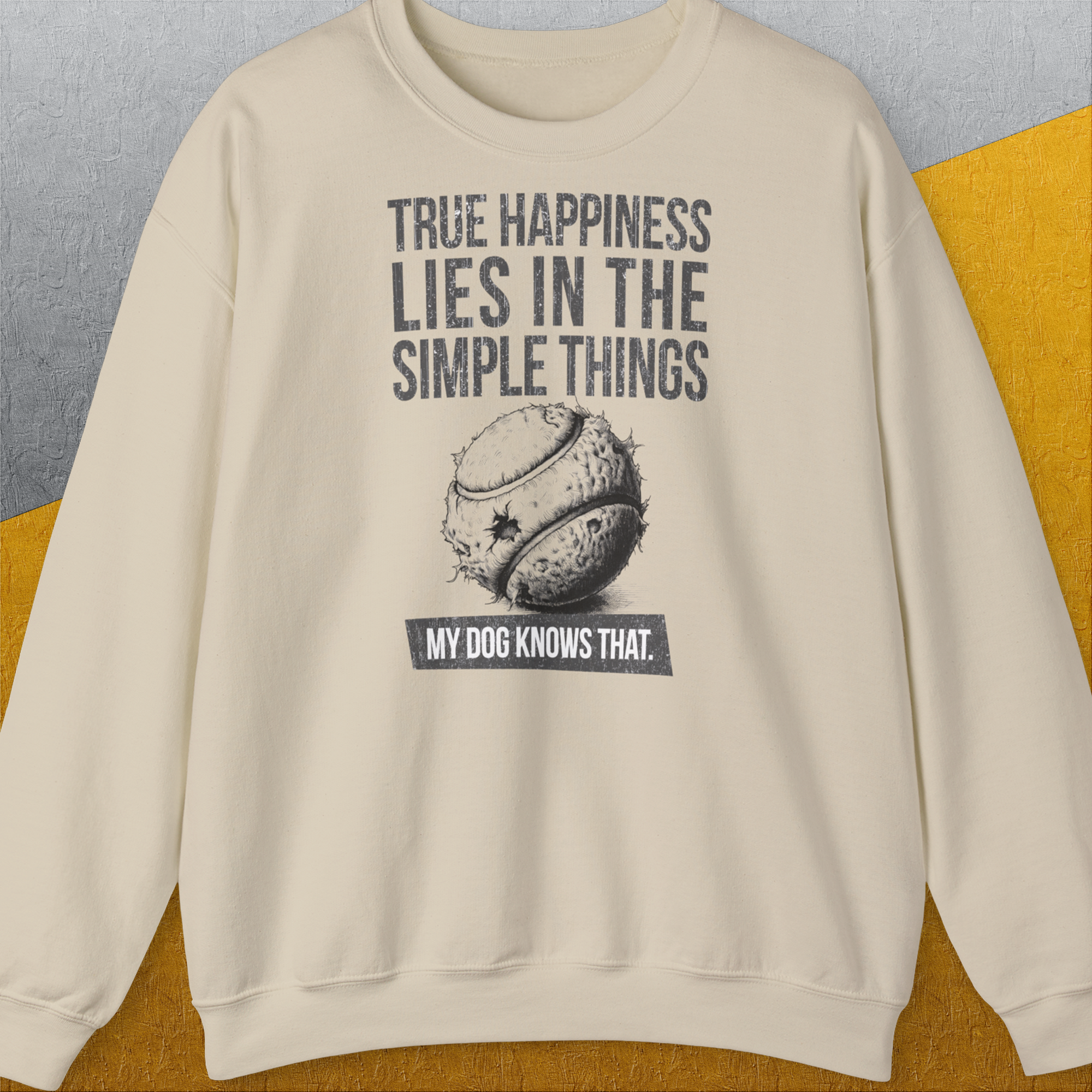 True Happiness Series One, Volume 1, Unisex Sweatshirt-Sand, Design by Dog Gang