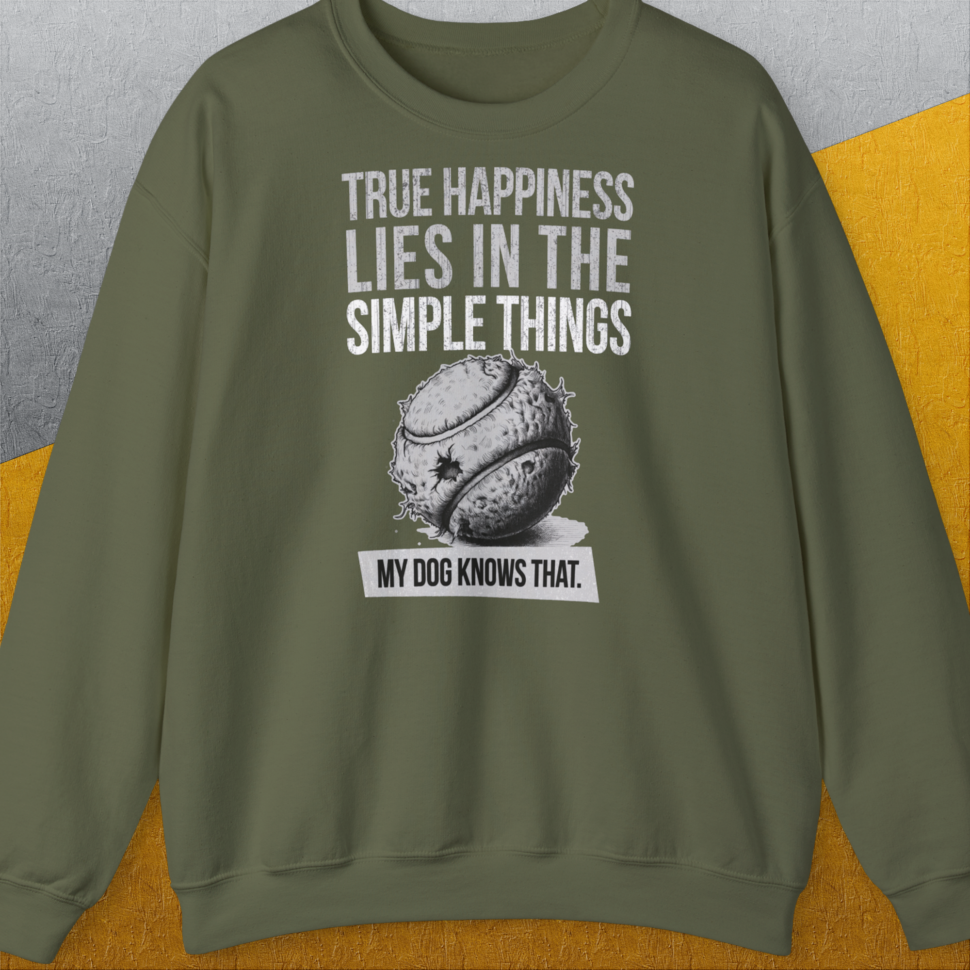 True Happiness Series One, Volume 1, Unisex Sweatshirt-Military Green, Design by Dog Gang