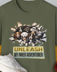 Unleash-Series (My Inner Adventurer), Volume 2, Unisex T-Shirt-Military Green, Design by Dog Gang