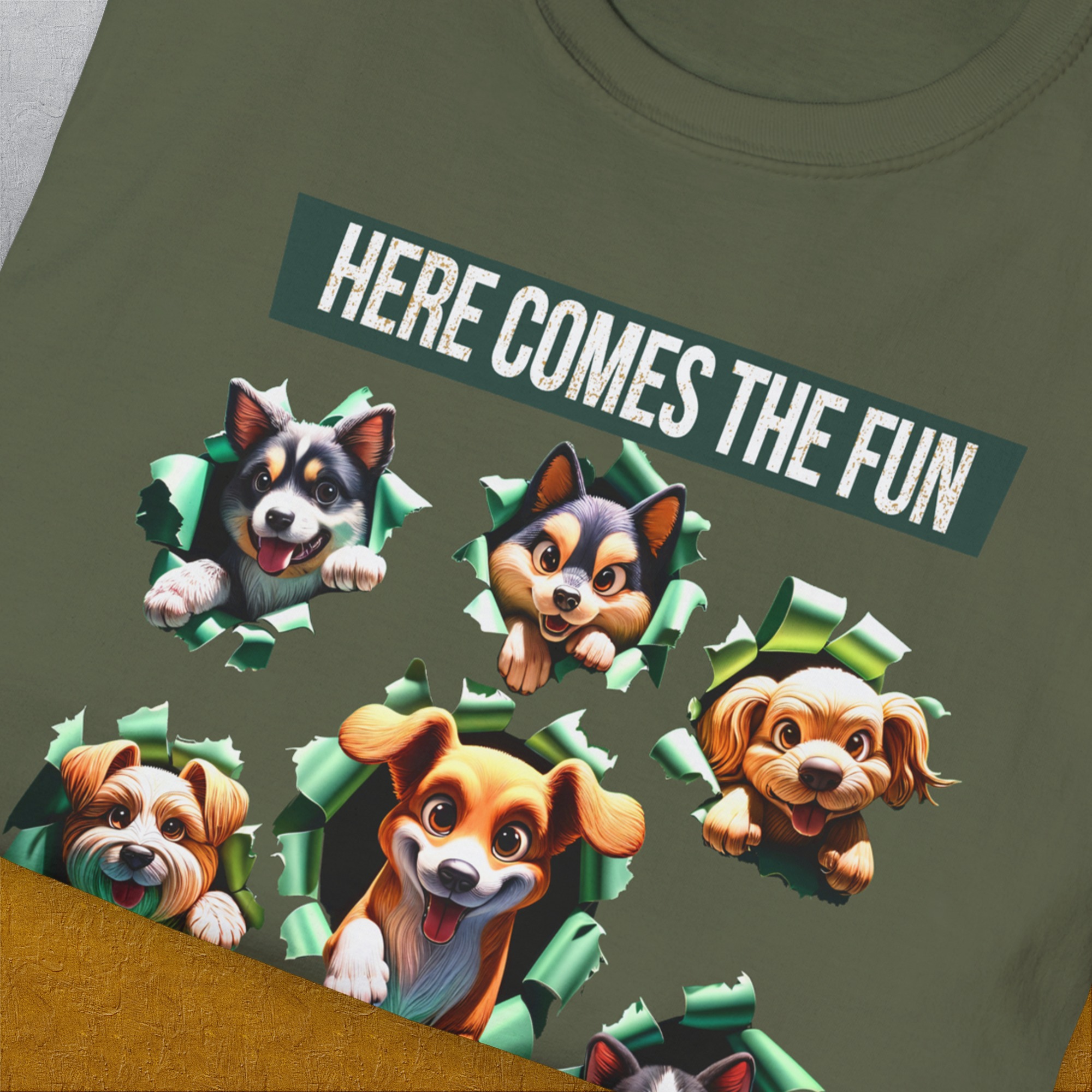 Unleash-Series (Here Comes The Fun), Volume 4, Unisex T-Shirt-. A dog-themed Design from Dog Gang
