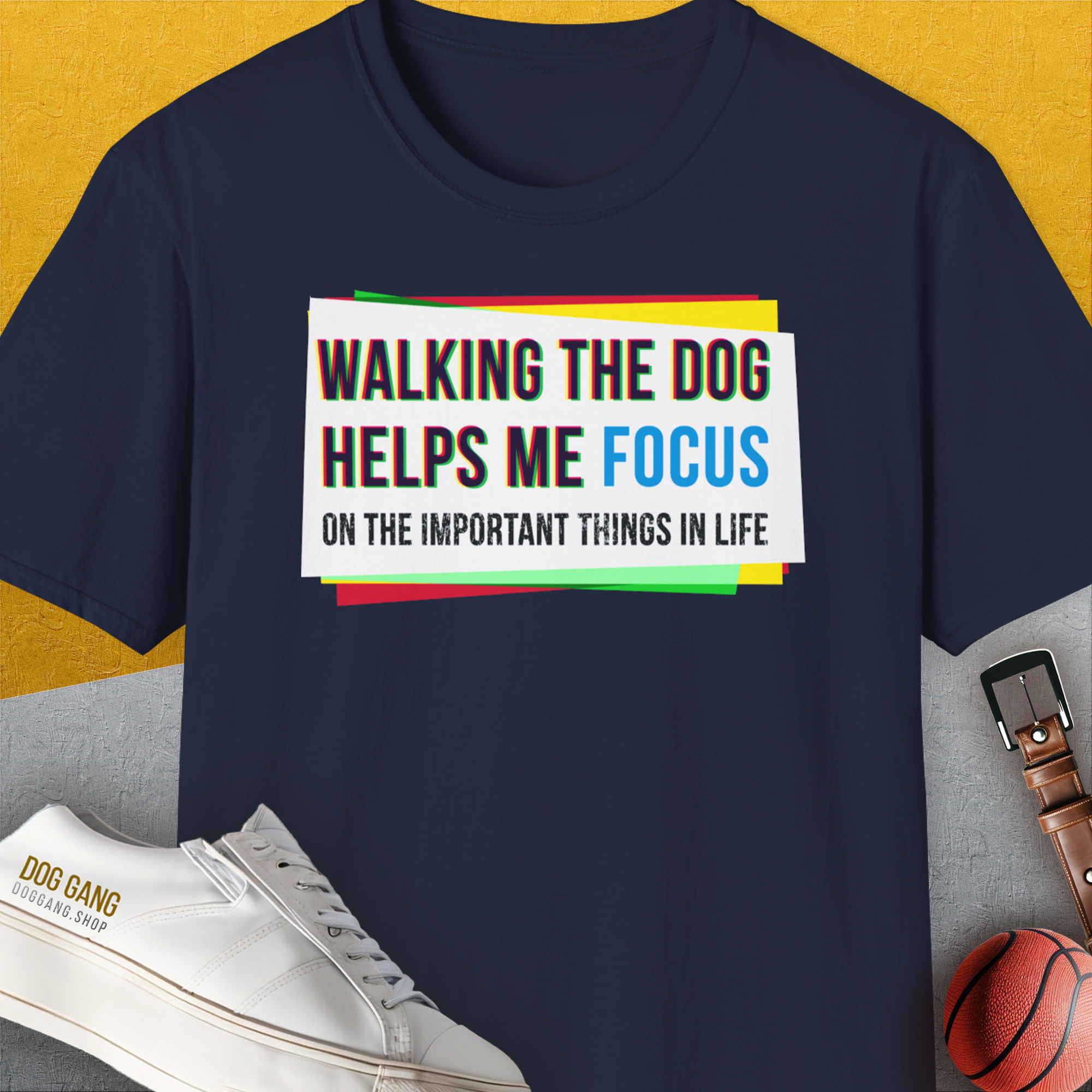 Walking The Dog Series One, Volume 1, Unisex T-Shirt-Navy, a cool and stylish design with a funny saying from Dog Gang