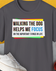 Walking The Dog Series One, Volume 1, Unisex T-Shirt-Charcoal. A perfect gift for dog lovers and dog owners. Design by Dog Gang