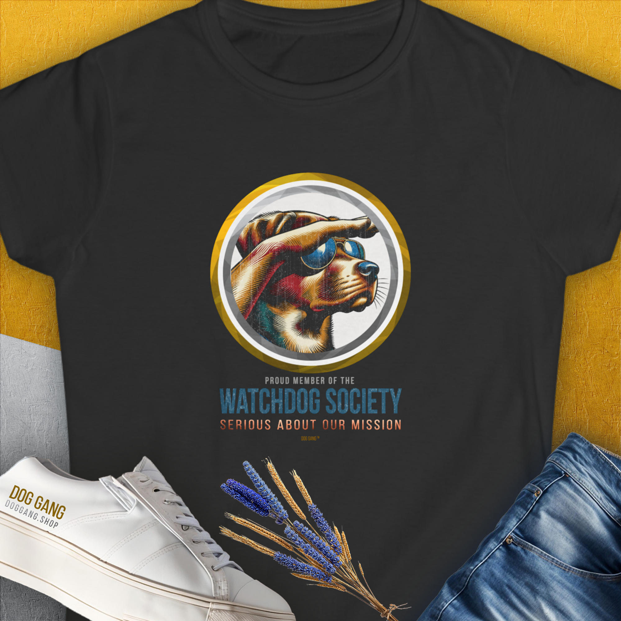 Watchdog Society Series, Volume 1, Women&#39;s T-Shirt-Black. A perfect gift for dog lovers and dog owners. Design by Dog Gang