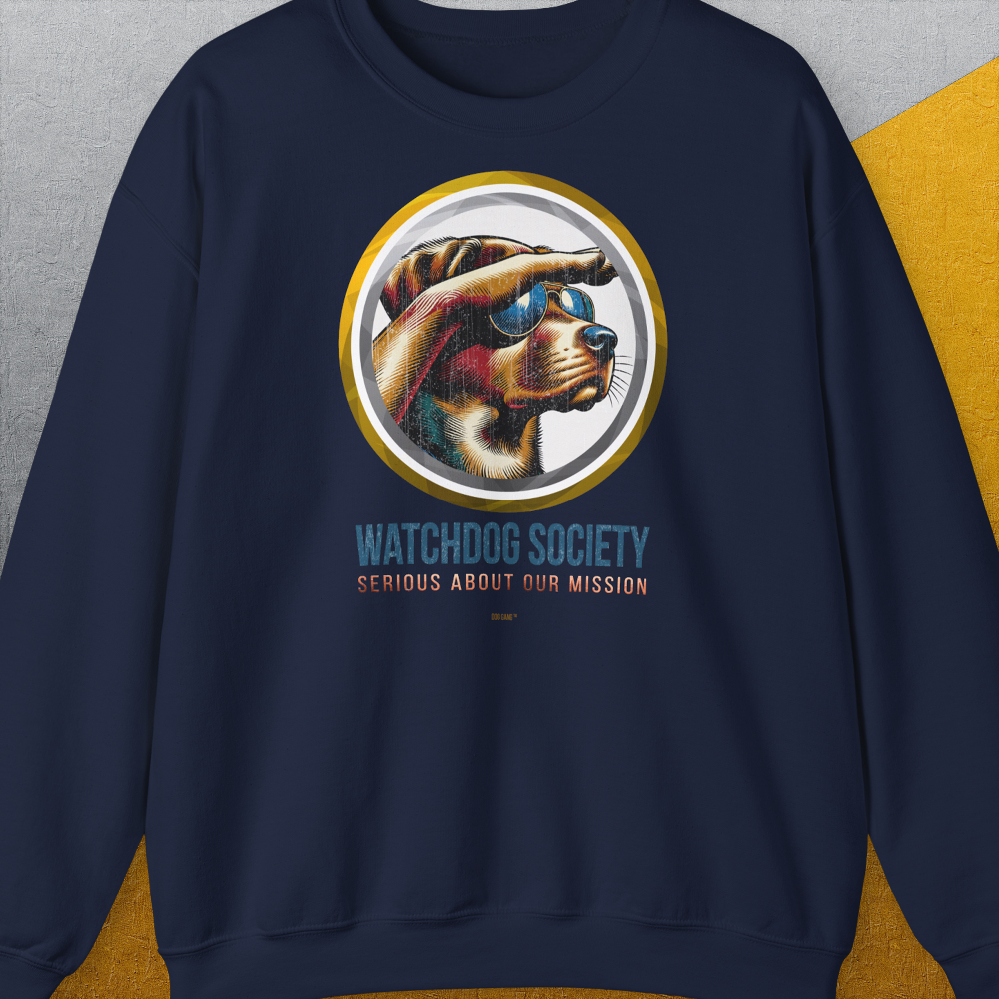 Watchdog Society Series, Volume 1, Unisex Sweatshirt-Navy-originelles und lustiges Shirt mit Hund, Design aus der Schweiz by Dog Gang