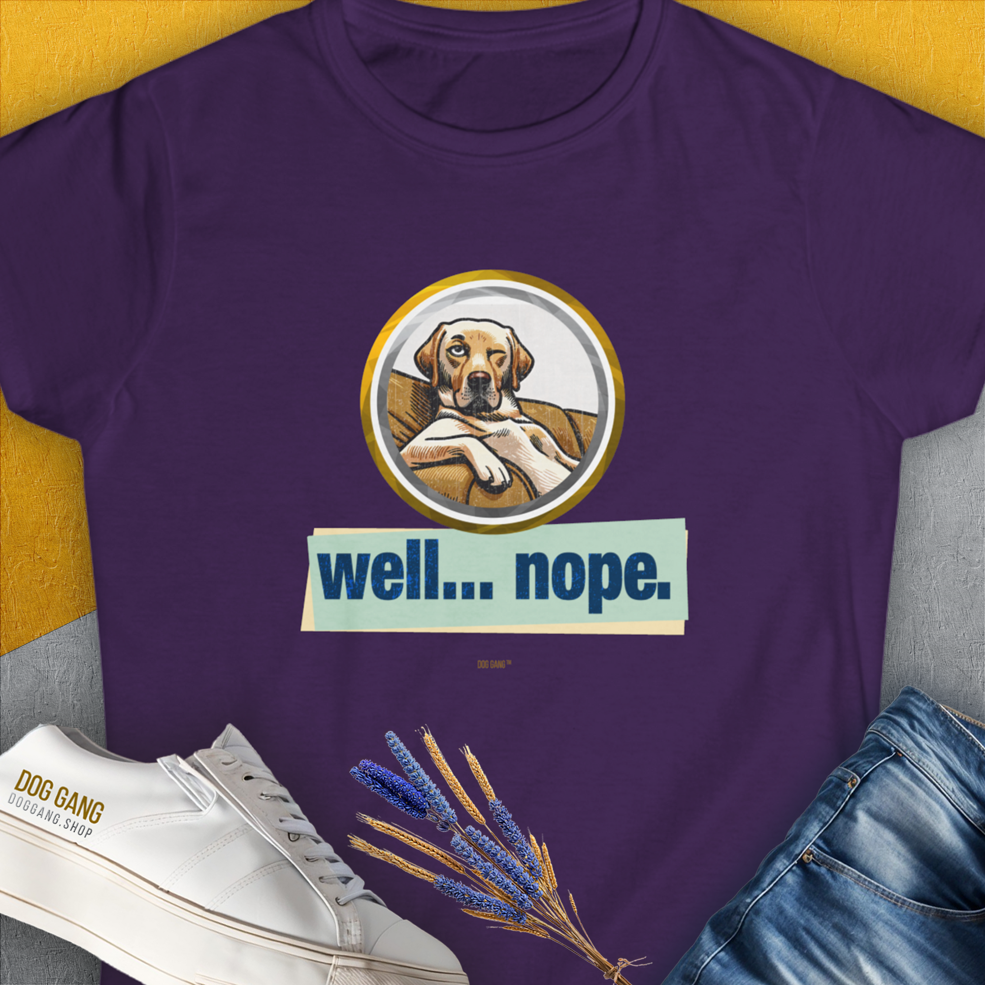 Well... Nope. Volume 1, Women&#39;s T-Shirt-Purple, a cool and stylish design with a funny saying from Dog Gang